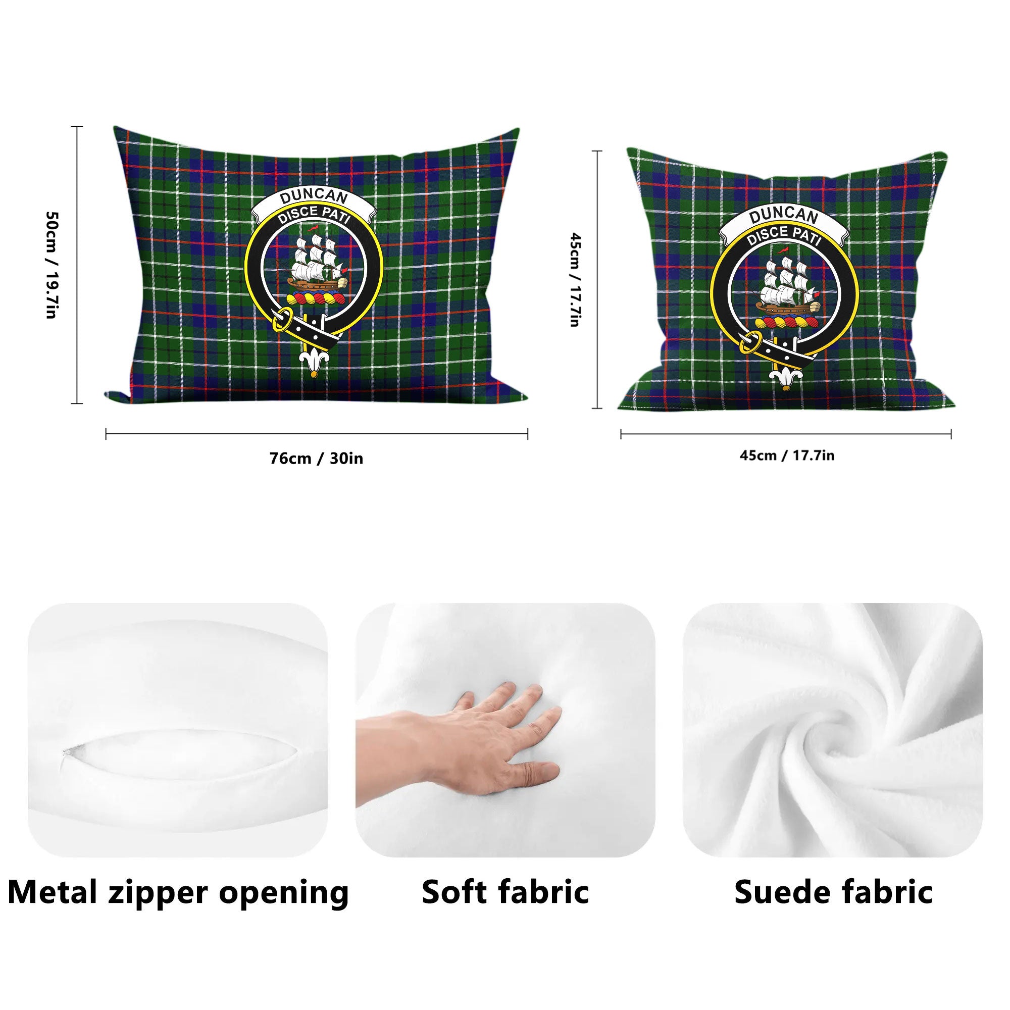 Duncan Modern Tartan Crest Pillow Cover