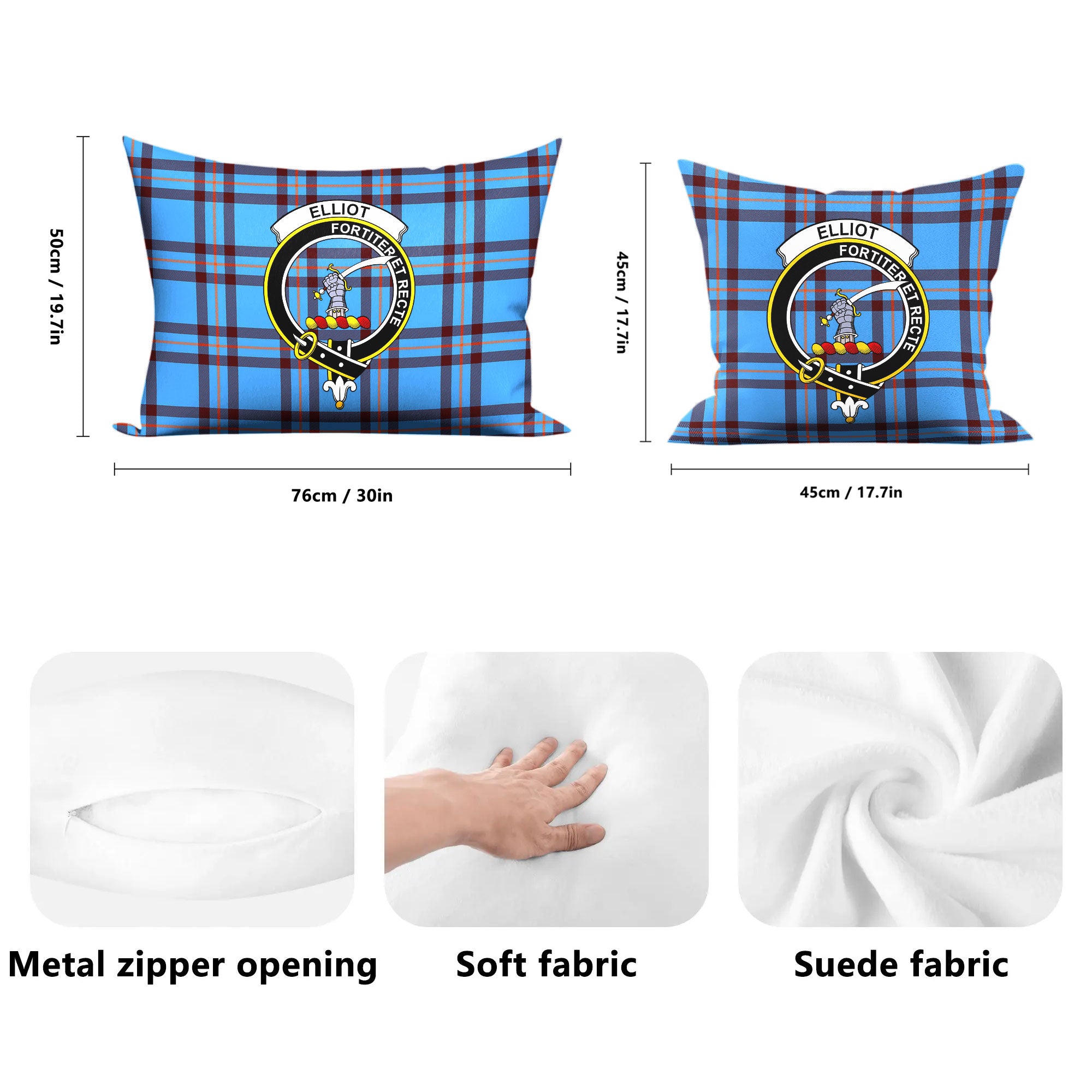 Elliot Ancient Tartan Crest Pillow Cover