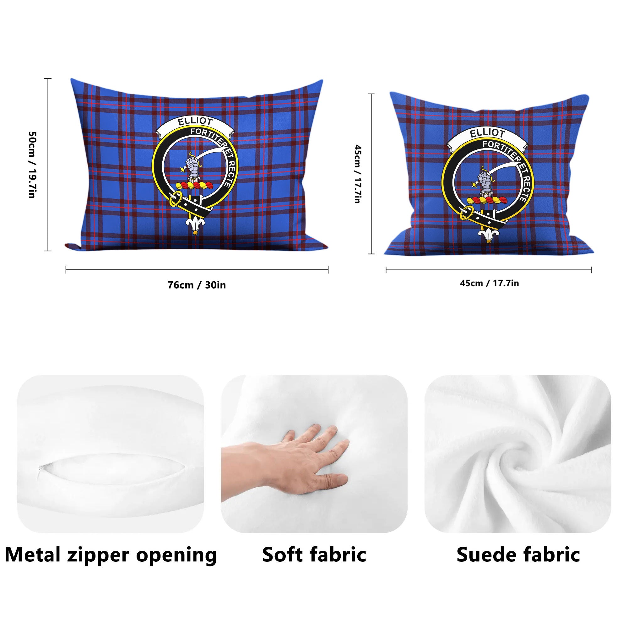 Elliot Modern Tartan Crest Pillow Cover