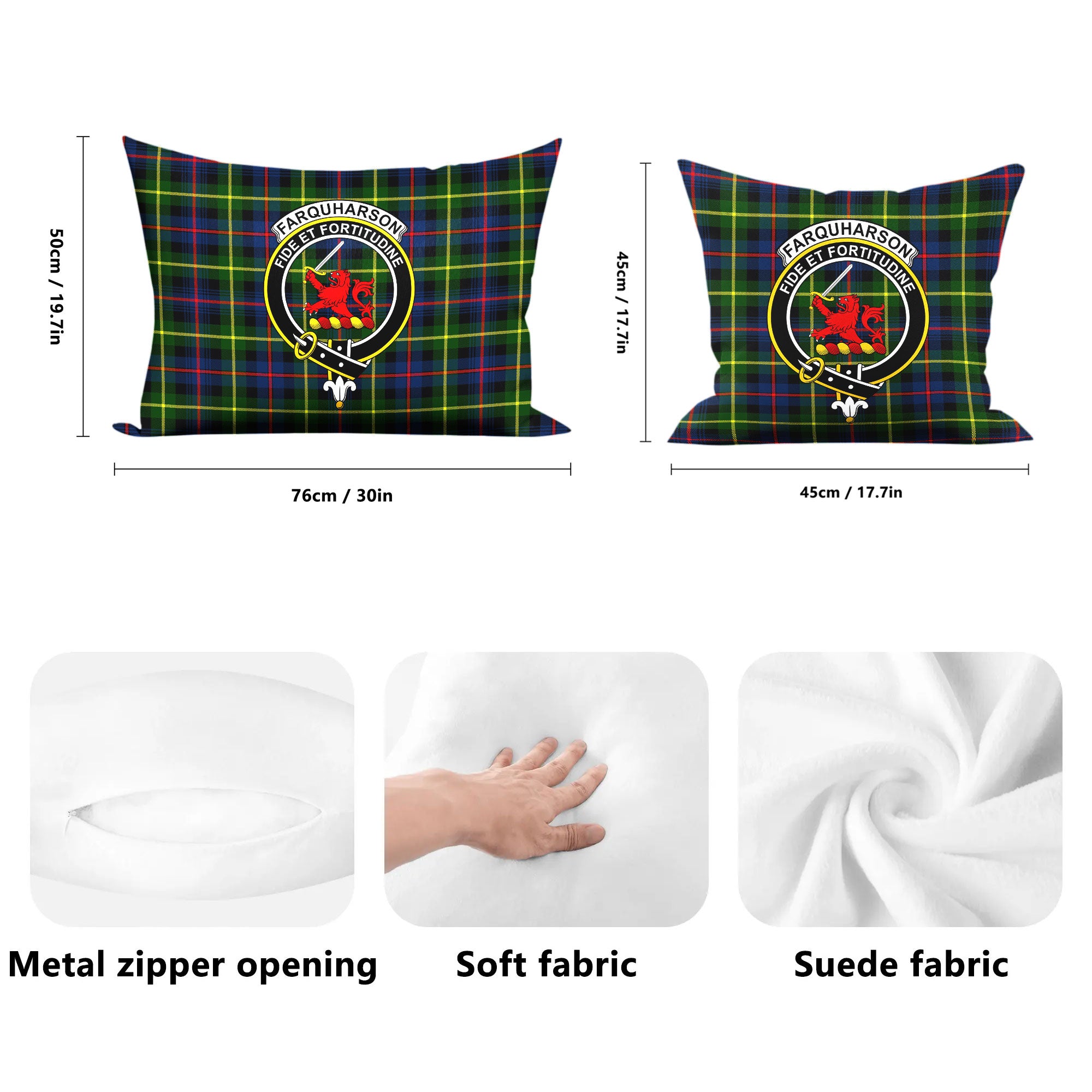 Farquharson Modern Tartan Crest Pillow Cover