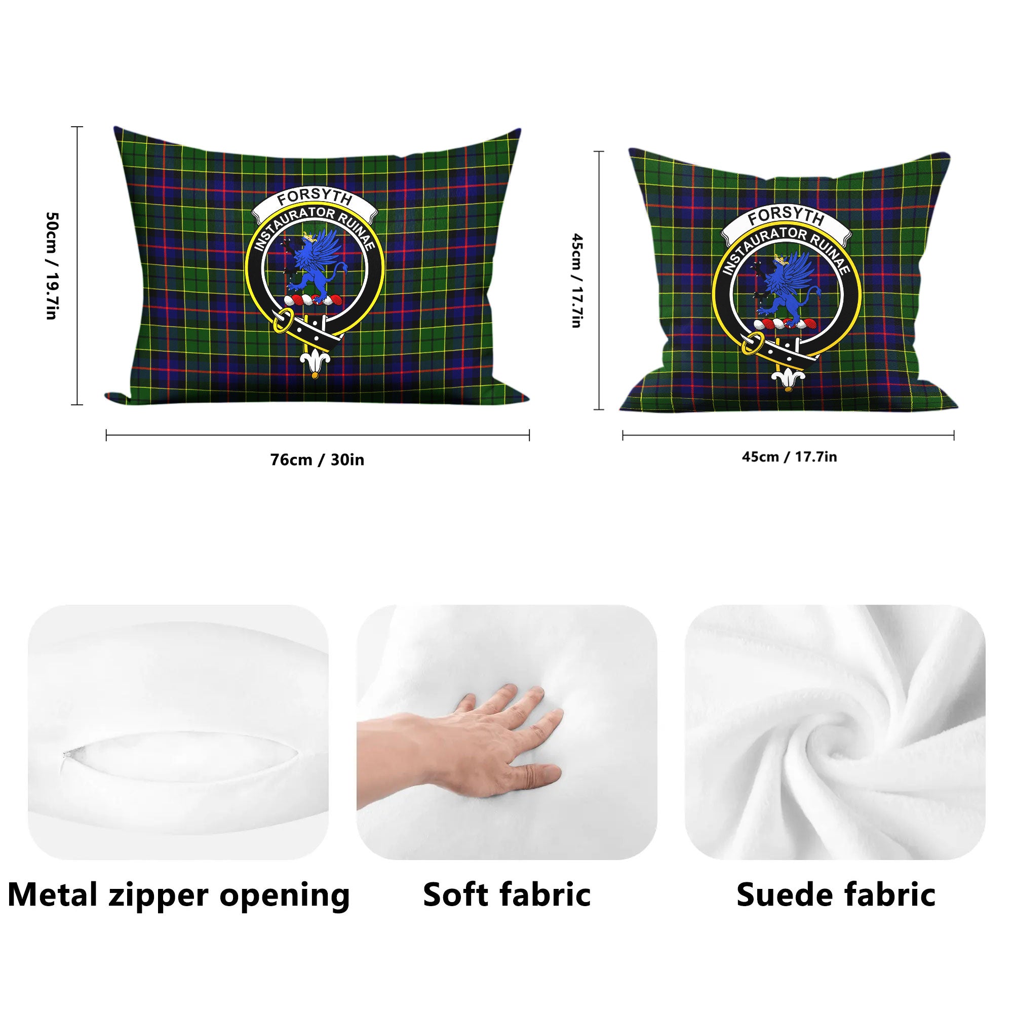 Forsyth Modern Tartan Crest Pillow Cover