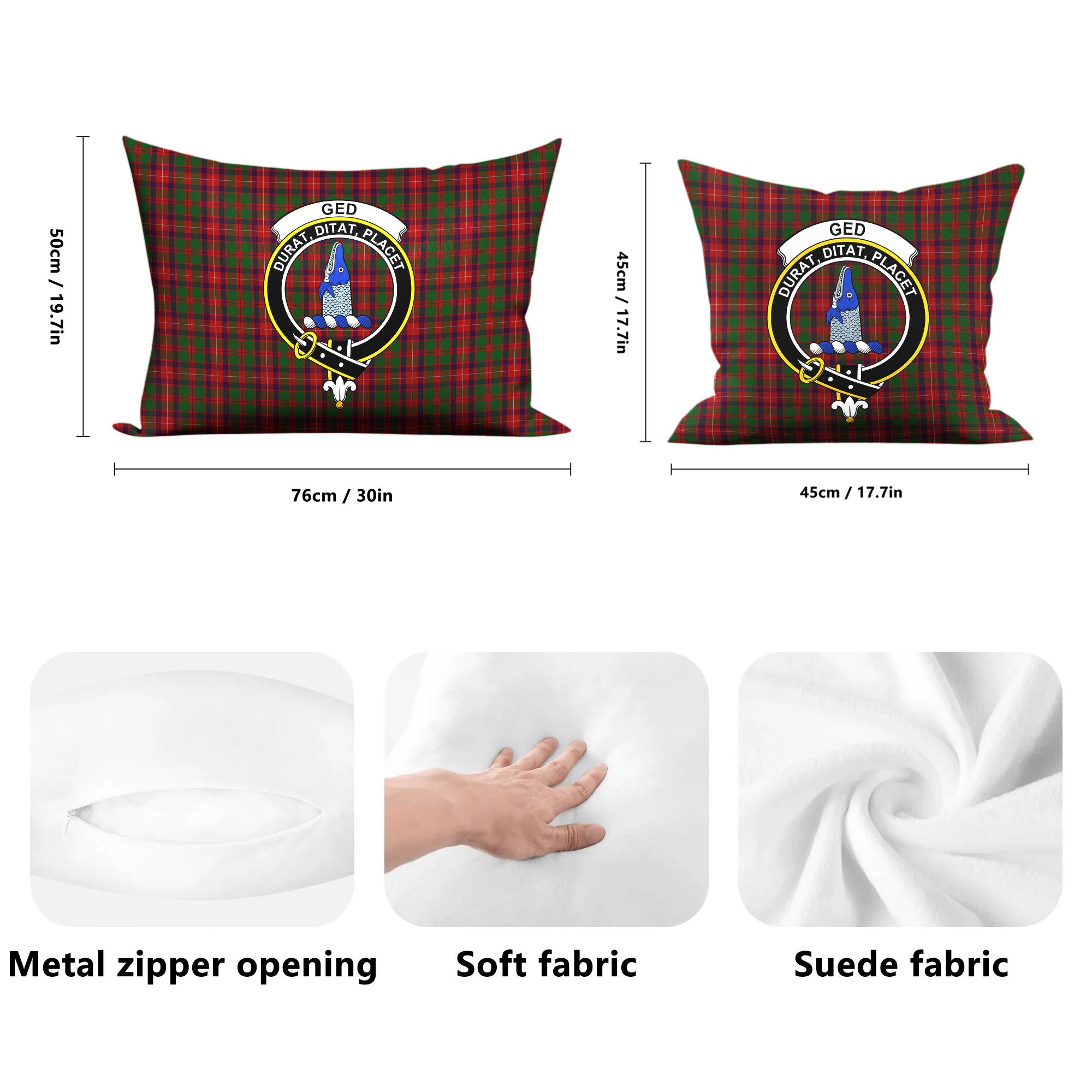 Ged Tartan Crest Pillow Cover