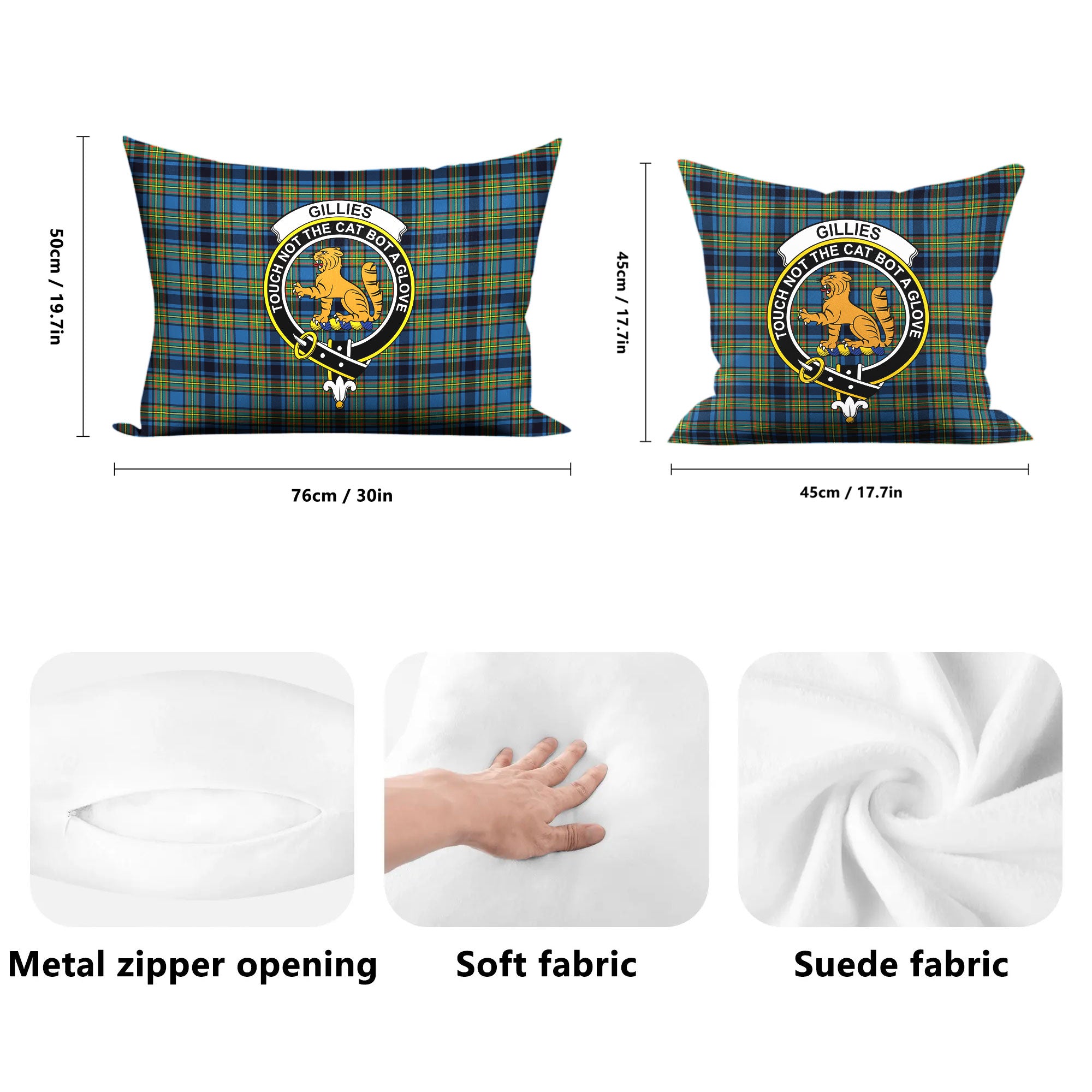 Gillies Ancient Tartan Crest Pillow Cover