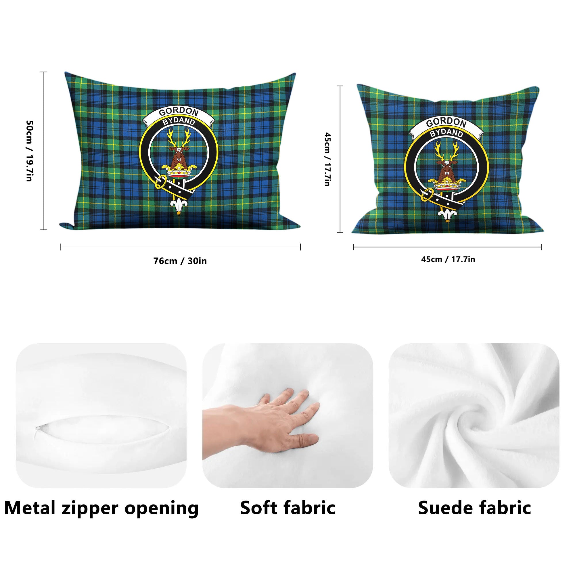 Gordon Ancient Tartan Crest Pillow Cover