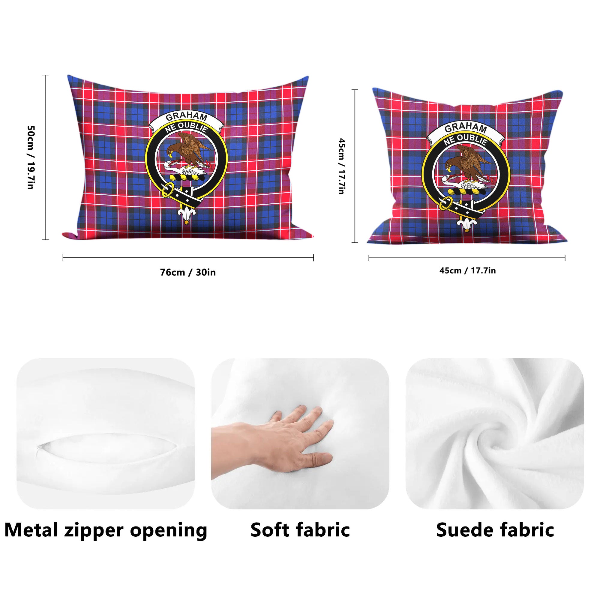 Graham of Menteith Red Tartan Crest Pillow Cover