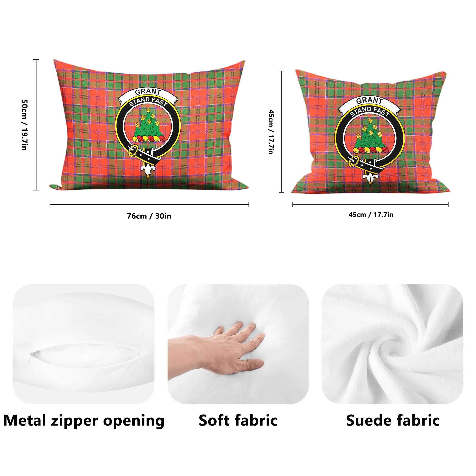 Grant Ancient Tartan Crest Pillow Cover