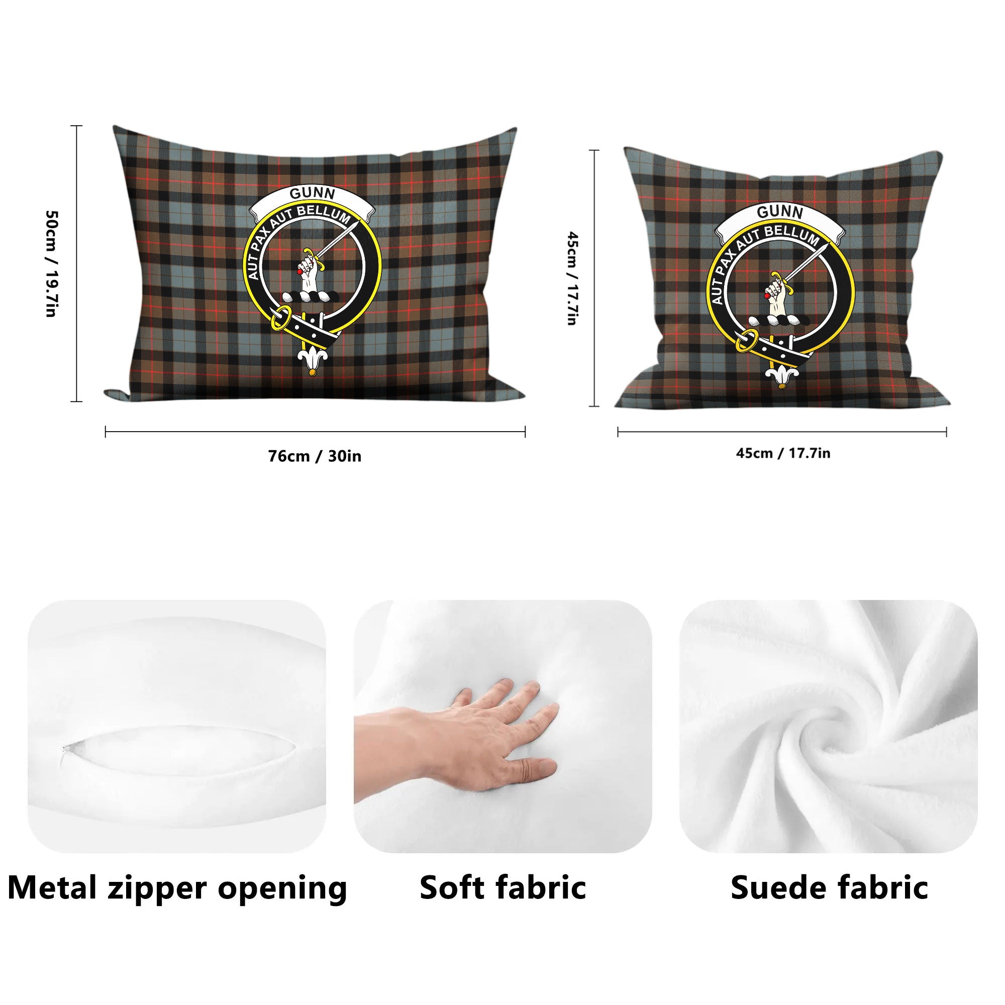 Gunn Weathered Tartan Crest Pillow Cover