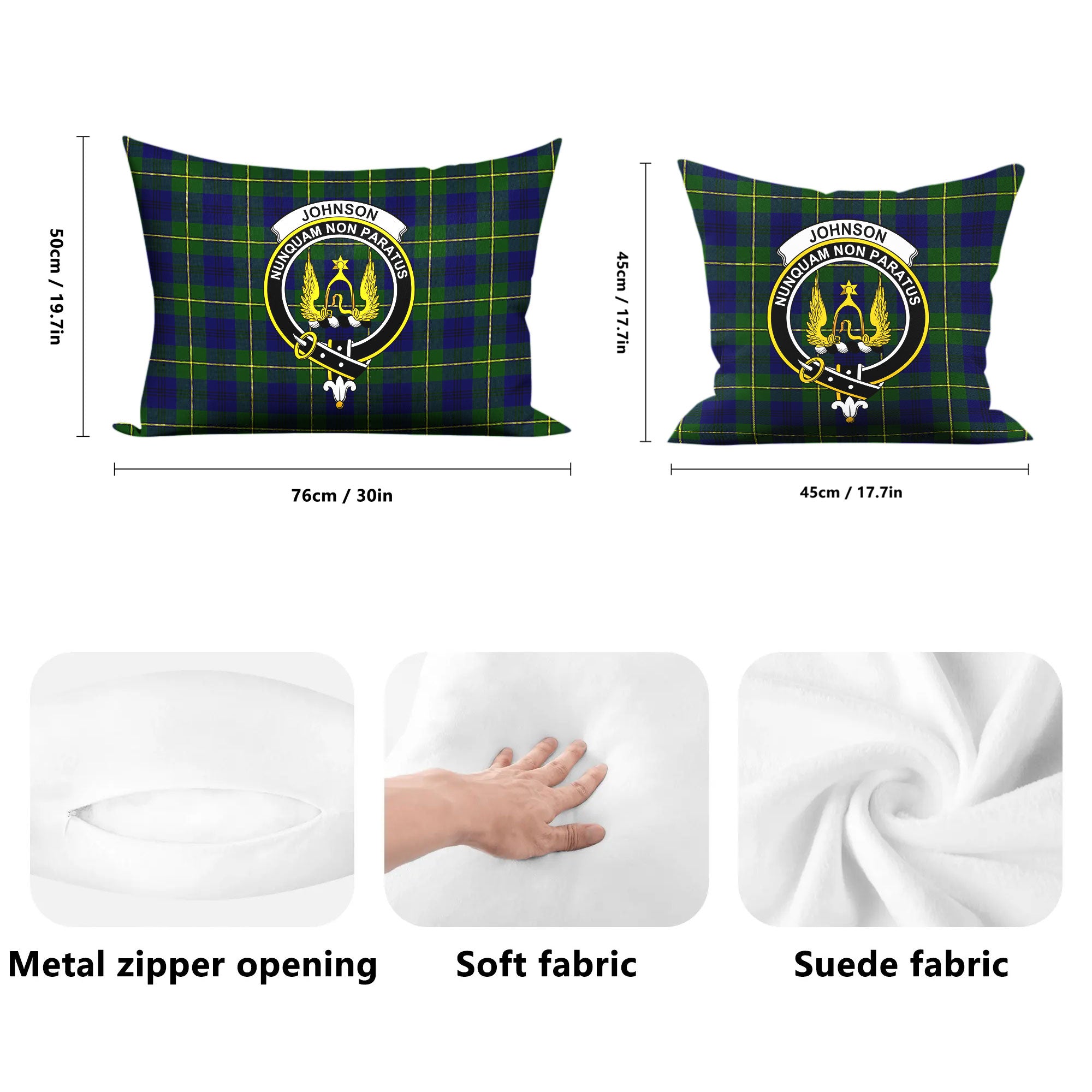 Johnson Modern Tartan Crest Pillow Cover