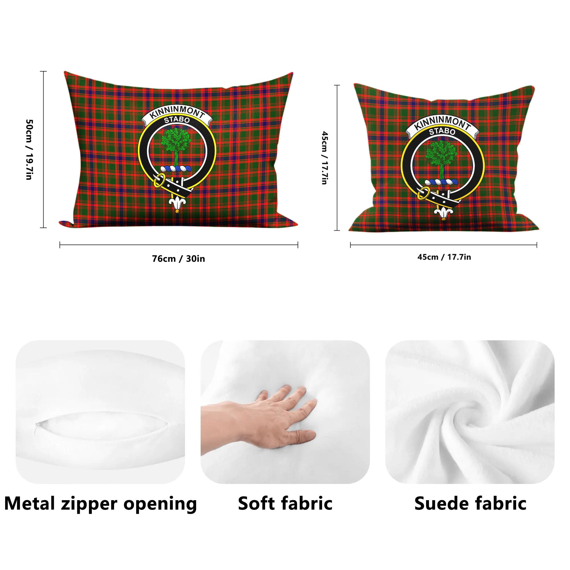 Kinninmont Tartan Crest Pillow Cover