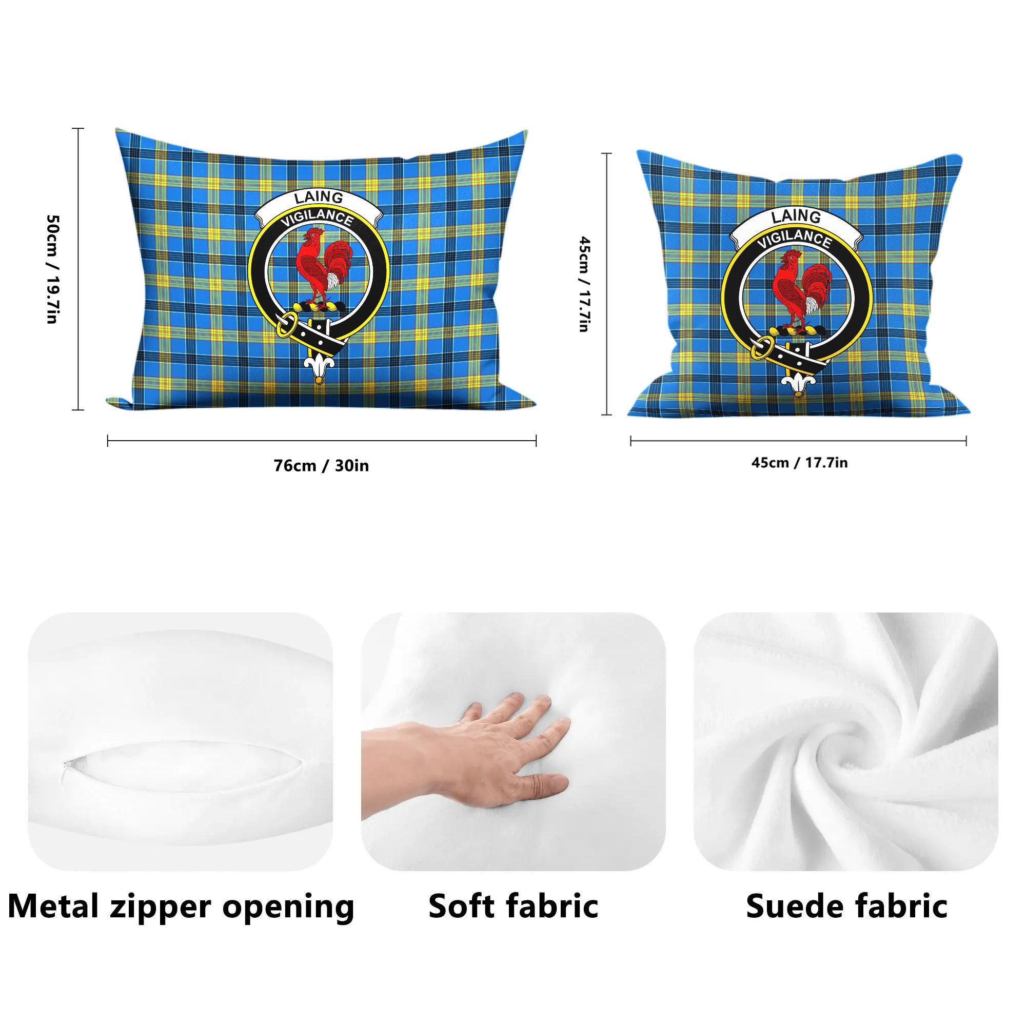 Laing Tartan Crest Pillow Cover