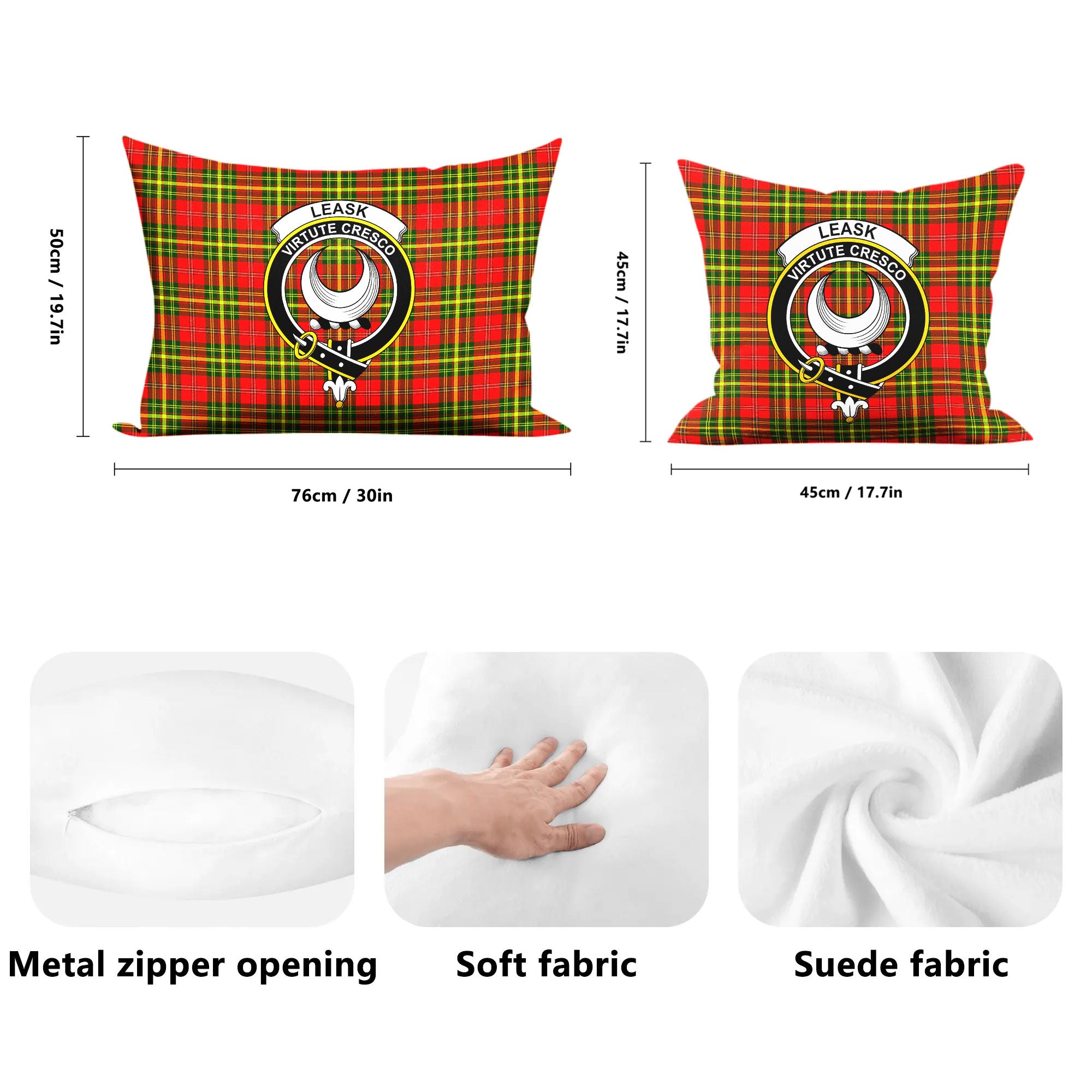 Leask Tartan Crest Pillow Cover