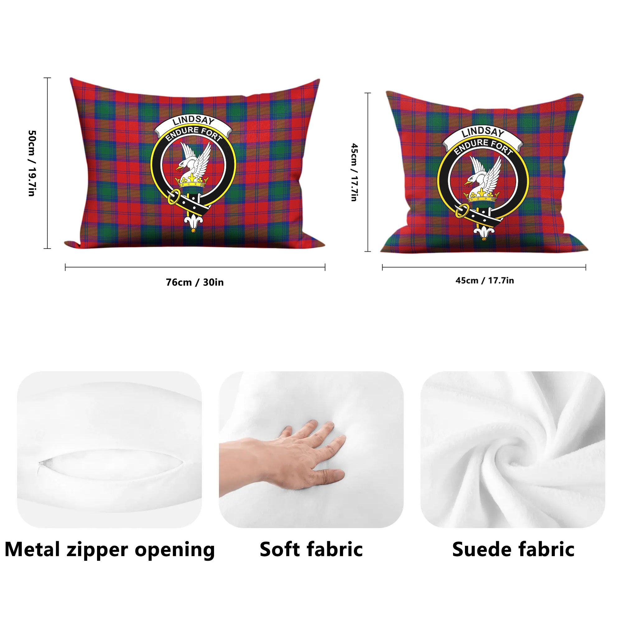 Lindsay Modern Tartan Crest Pillow Cover