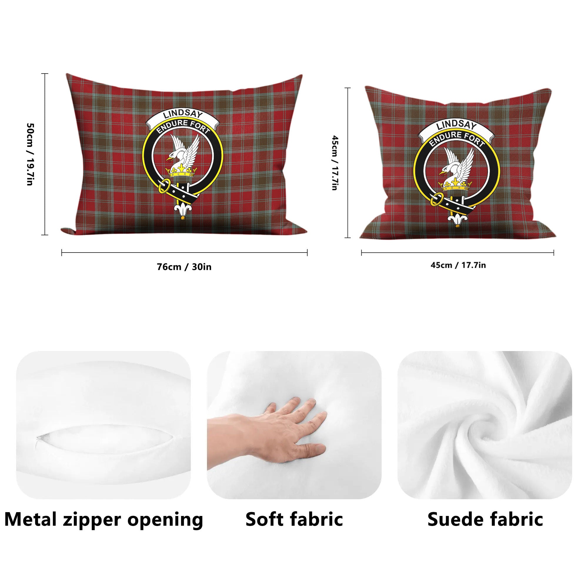 Lindsay Weathered Tartan Crest Pillow Cover