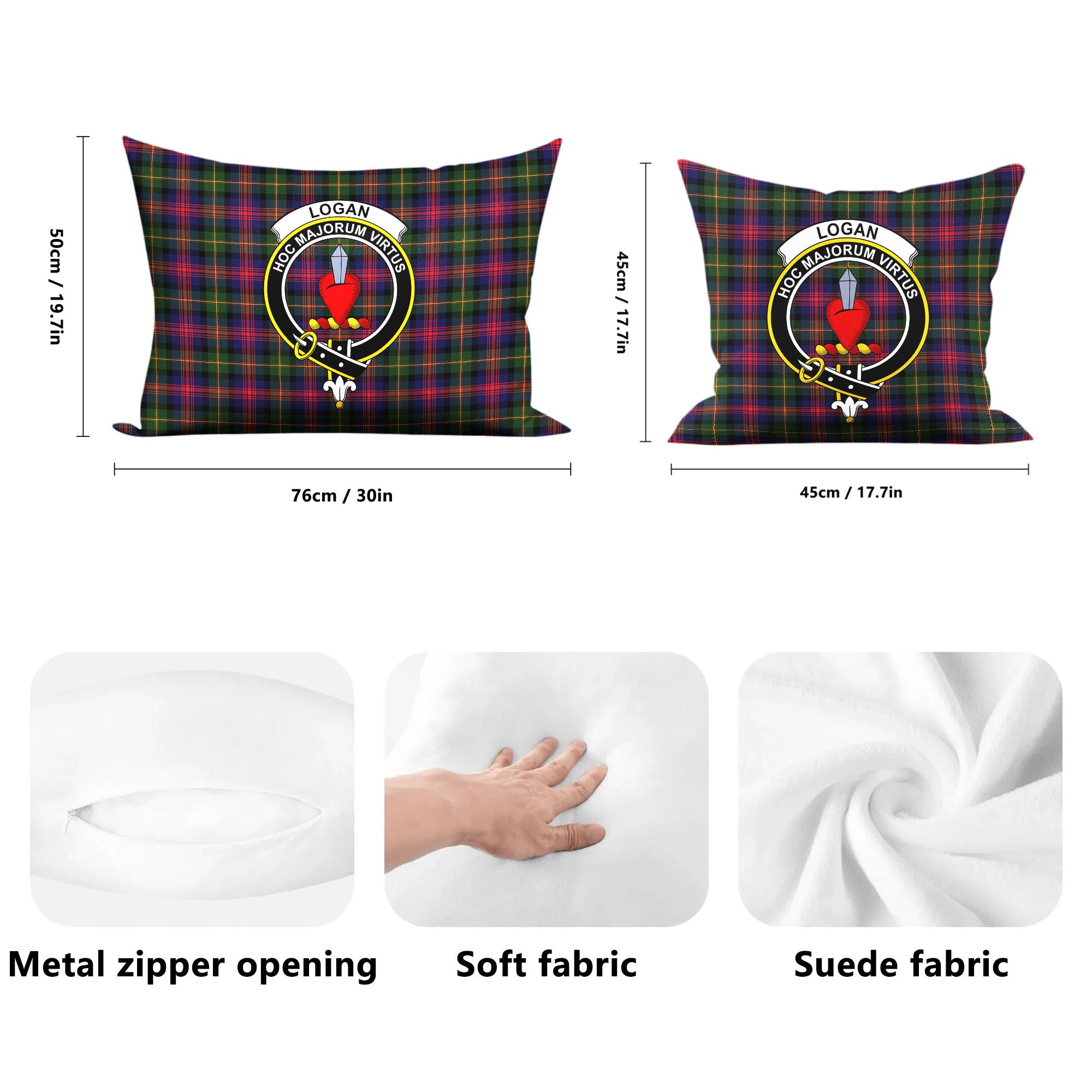 Logan Modern Tartan Crest Pillow Cover