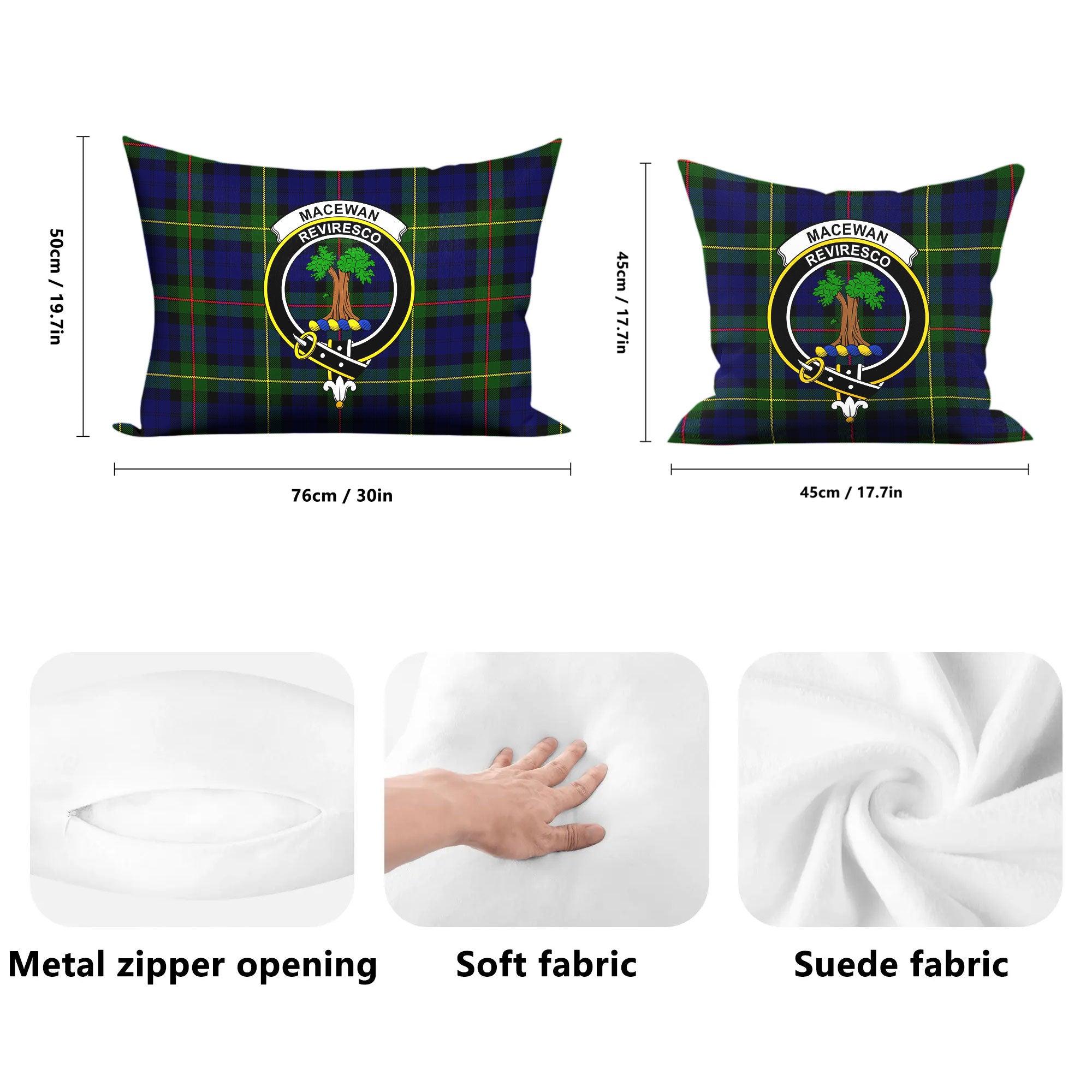 MacEwan Modern Tartan Crest Pillow Cover