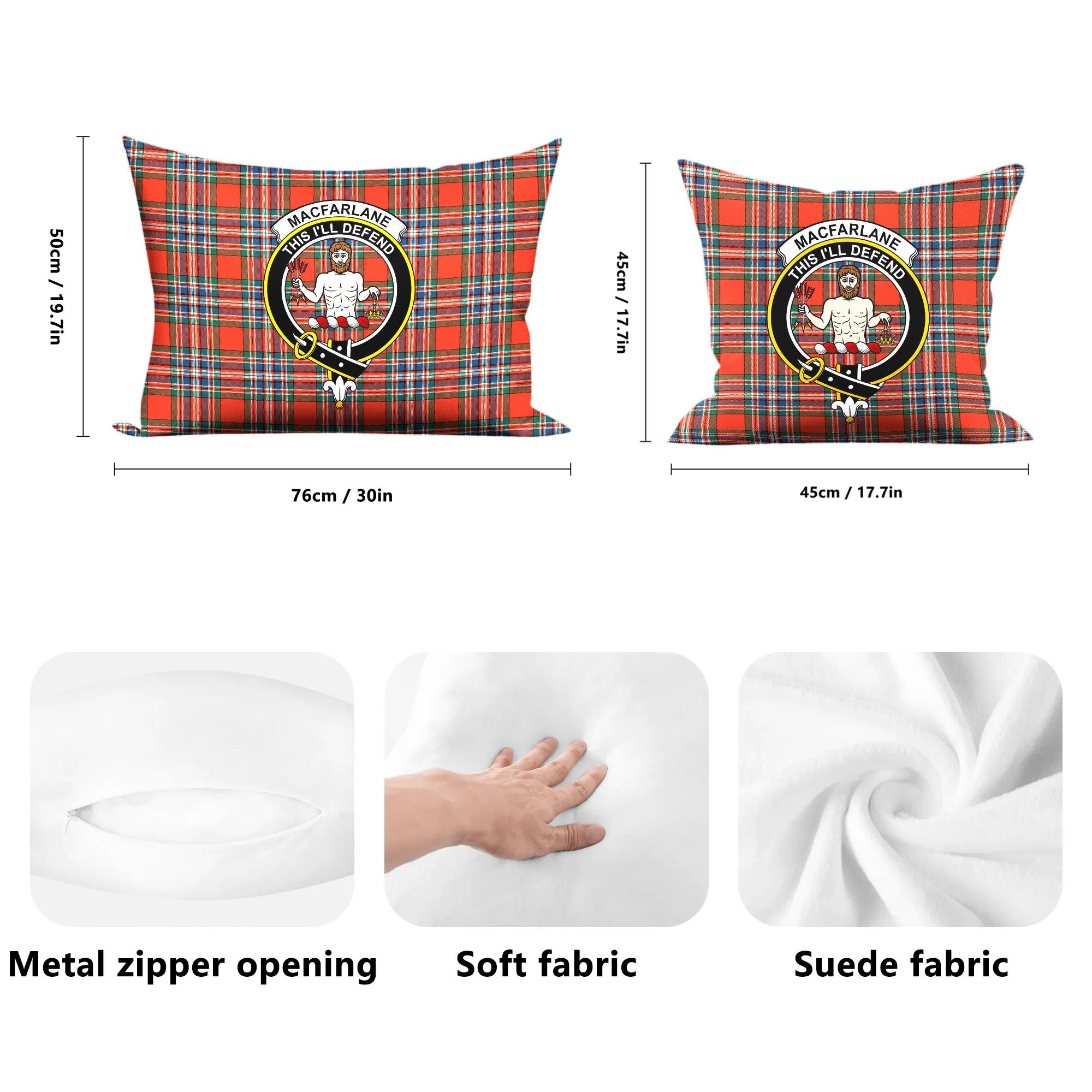 MacFarlane Ancient Tartan Crest Pillow Cover