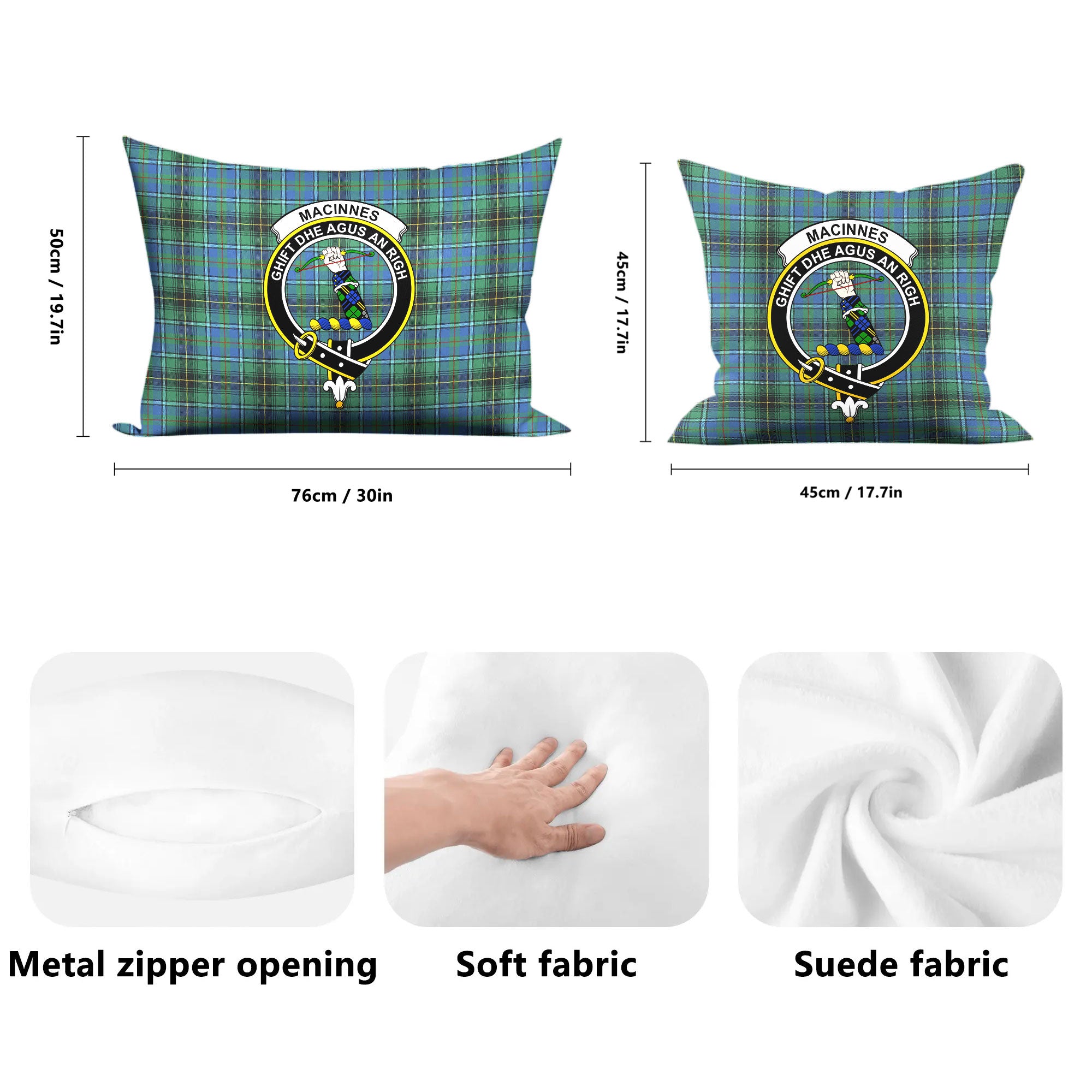 MacInnes Ancient Tartan Crest Pillow Cover