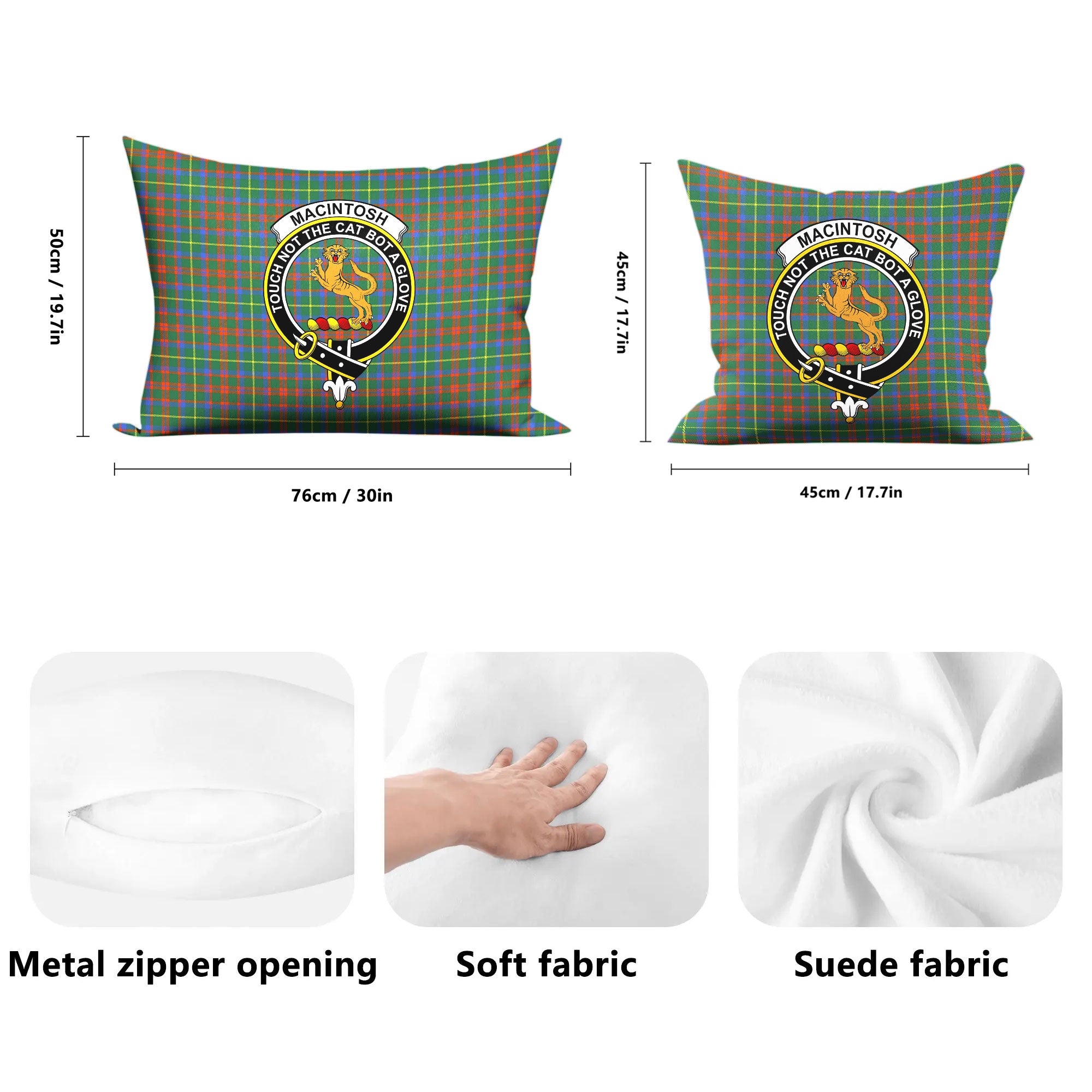 MacIntosh Hunting Ancient Tartan Crest Pillow Cover