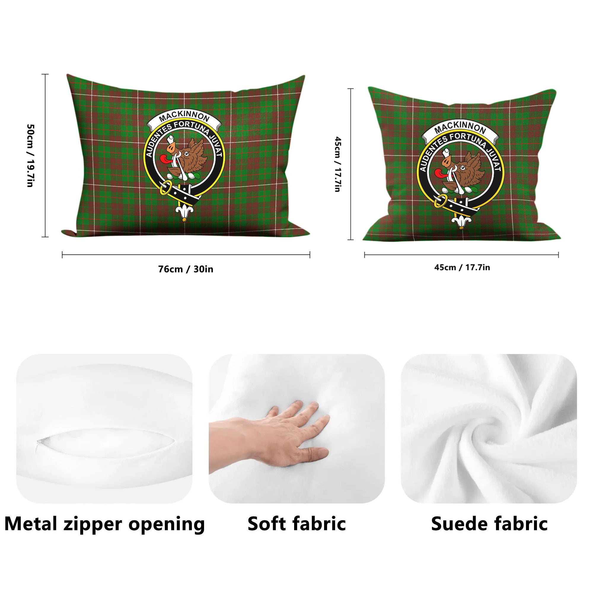 MacKinnon Hunting Modern Tartan Crest Pillow Cover