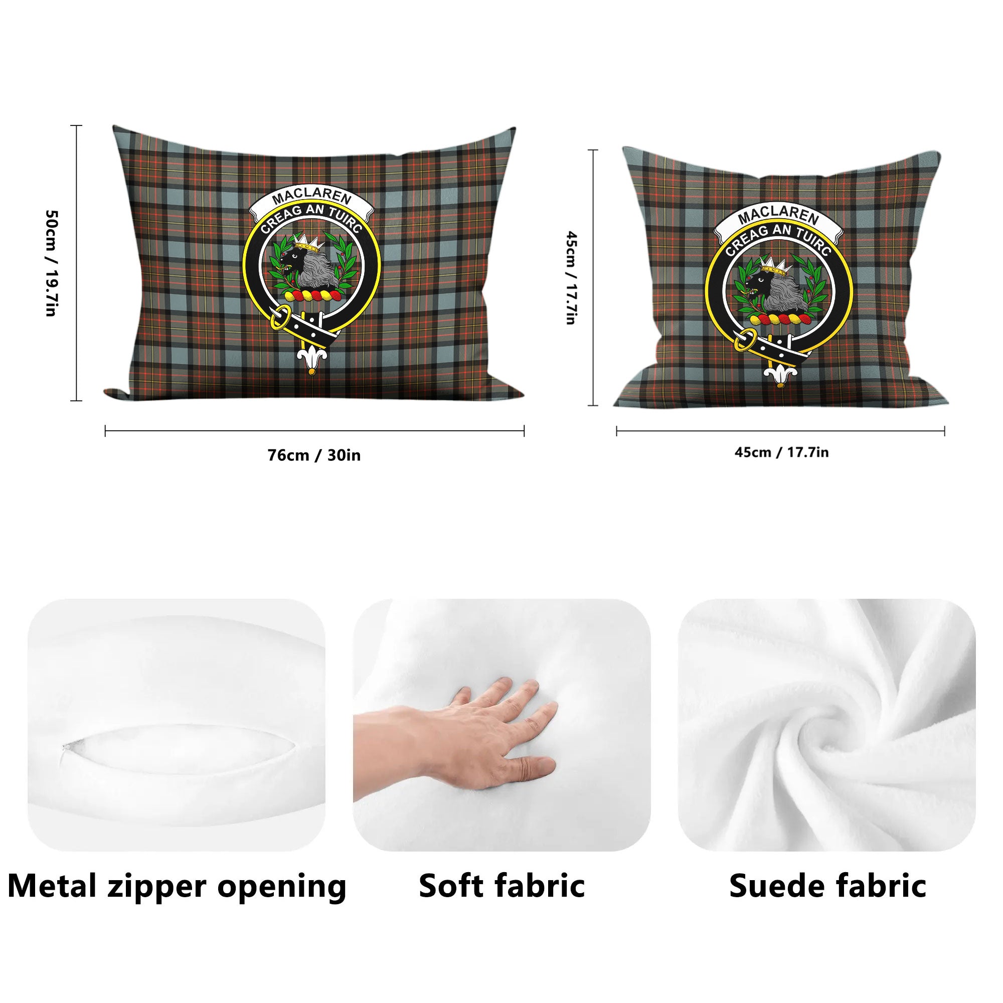 MacLaren Weathered Tartan Crest Pillow Cover