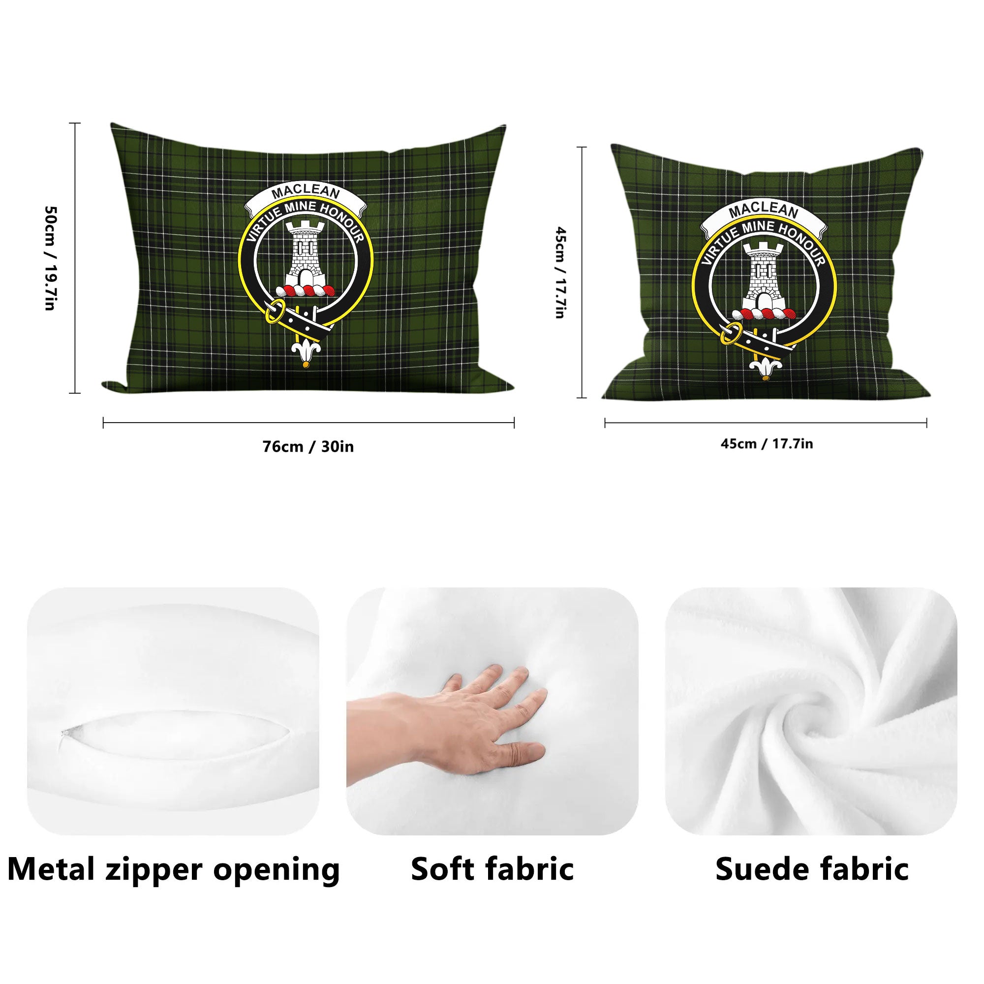 MacLean Hunting Tartan Crest Pillow Cover