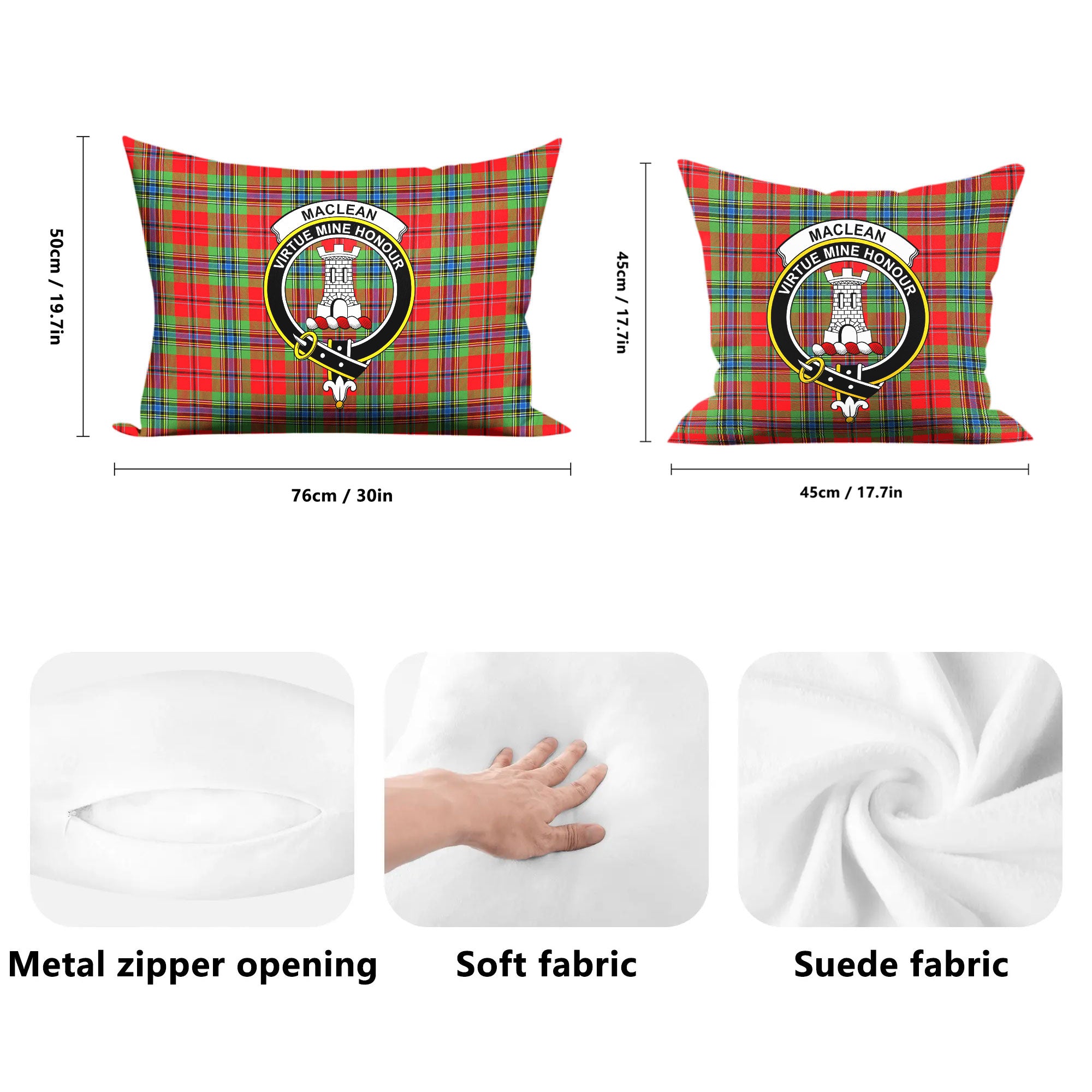 MacLean of Duart Modern Tartan Crest Pillow Cover