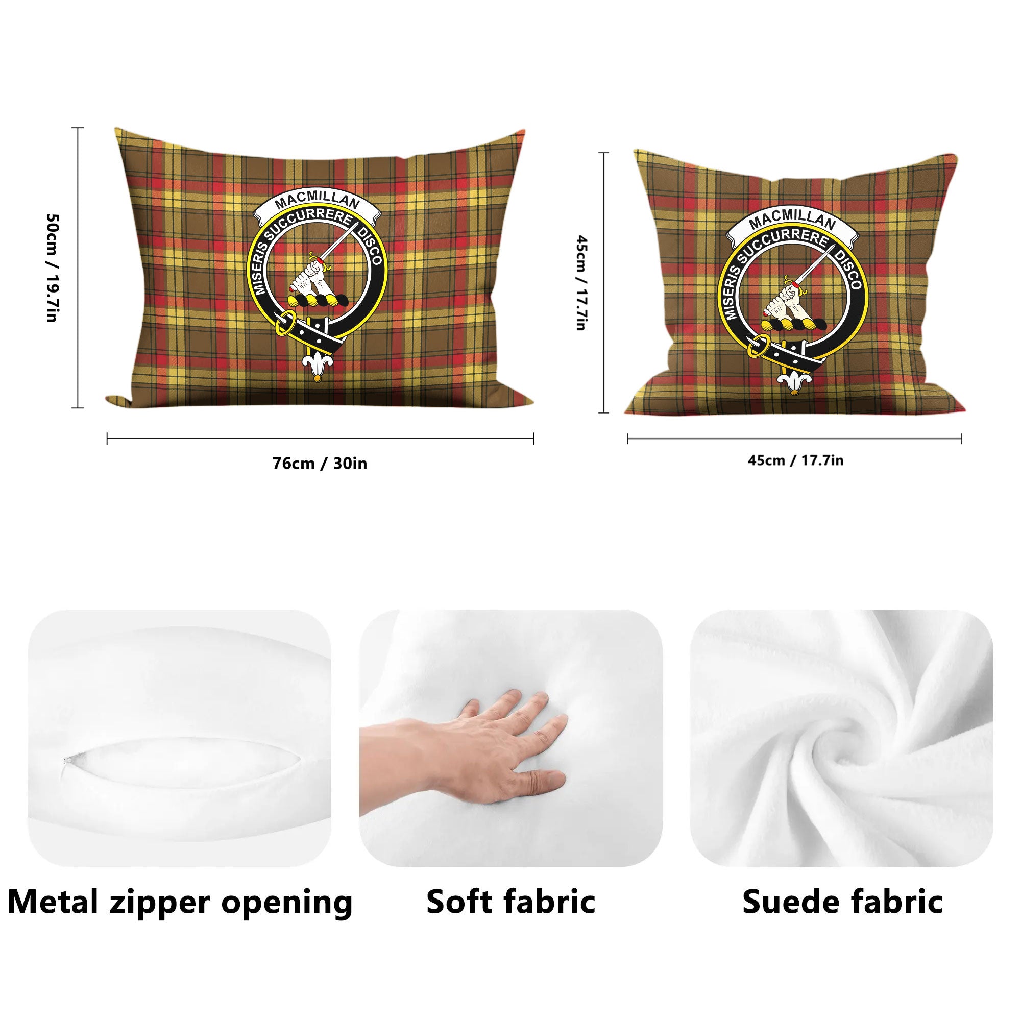 MacMillan Old Weathered Tartan Crest Pillow Cover