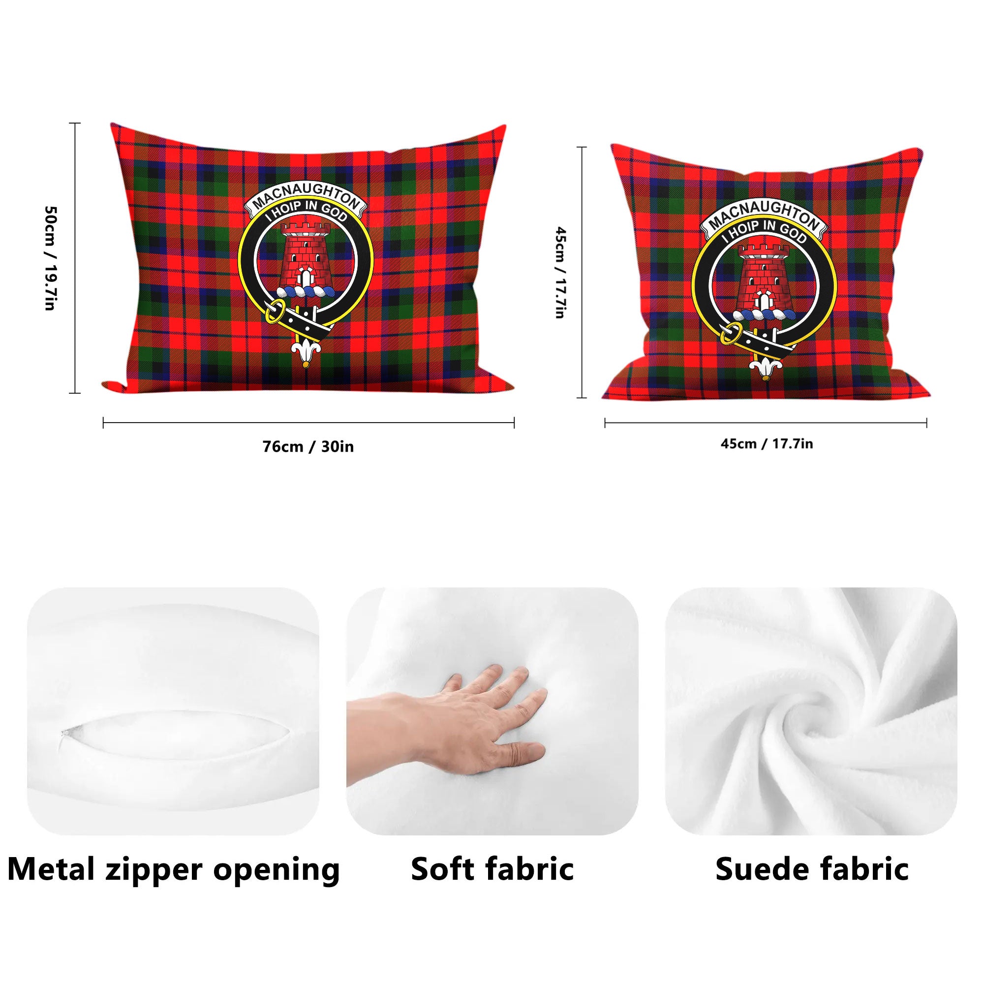 MacNaughton Modern Tartan Crest Pillow Cover