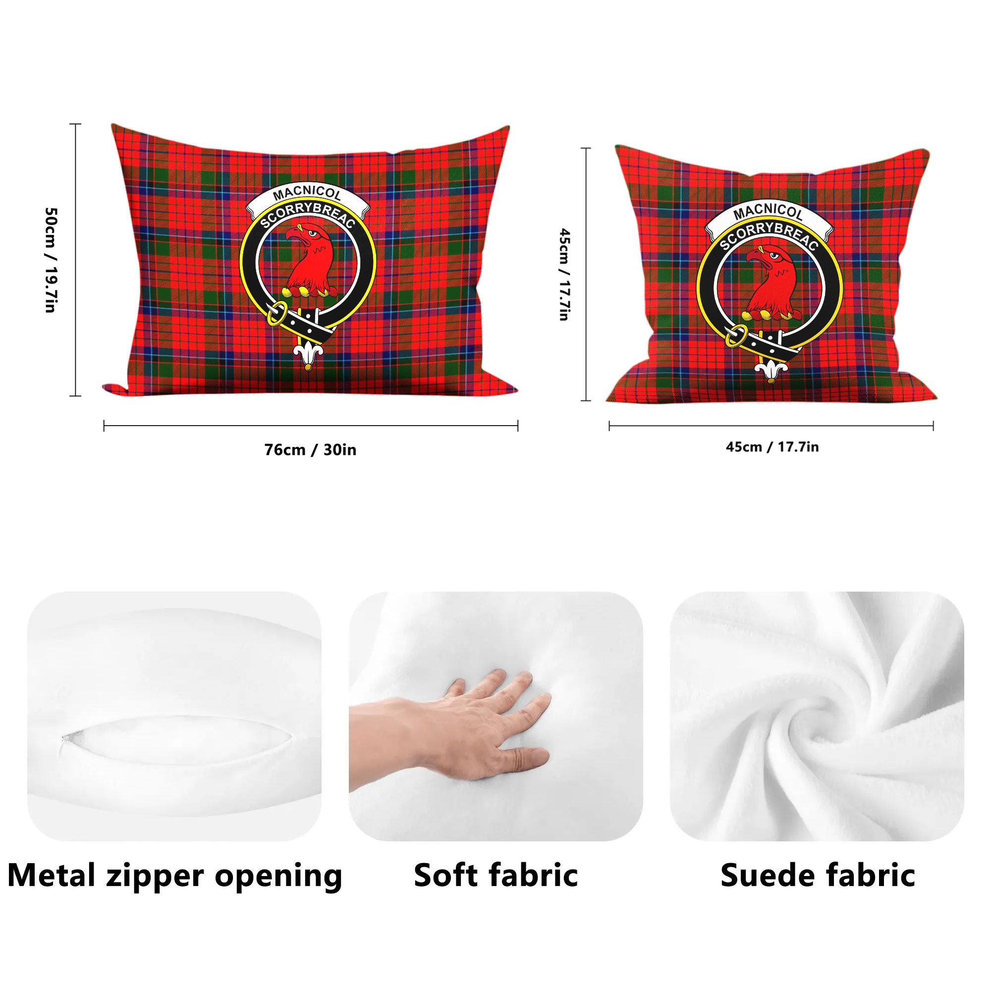 MacNicol (of Scorrybreac) Tartan Crest Pillow Cover