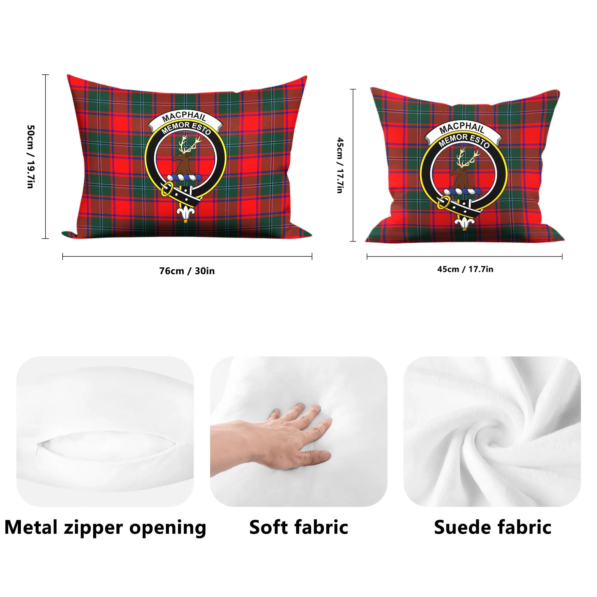 MacPhail Clan Tartan Crest Pillow Cover