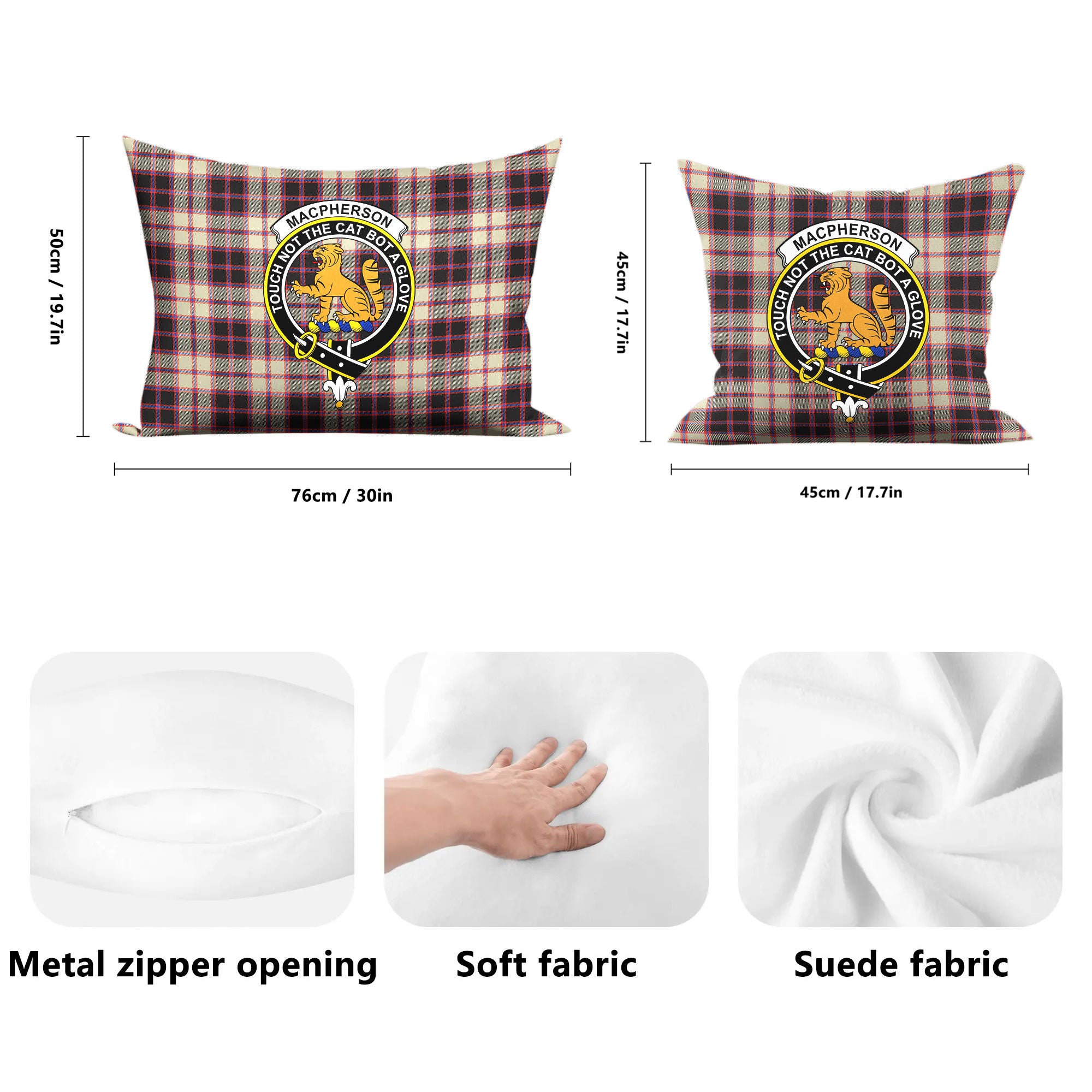 MacPherson Hunting Ancient Tartan Crest Pillow Cover