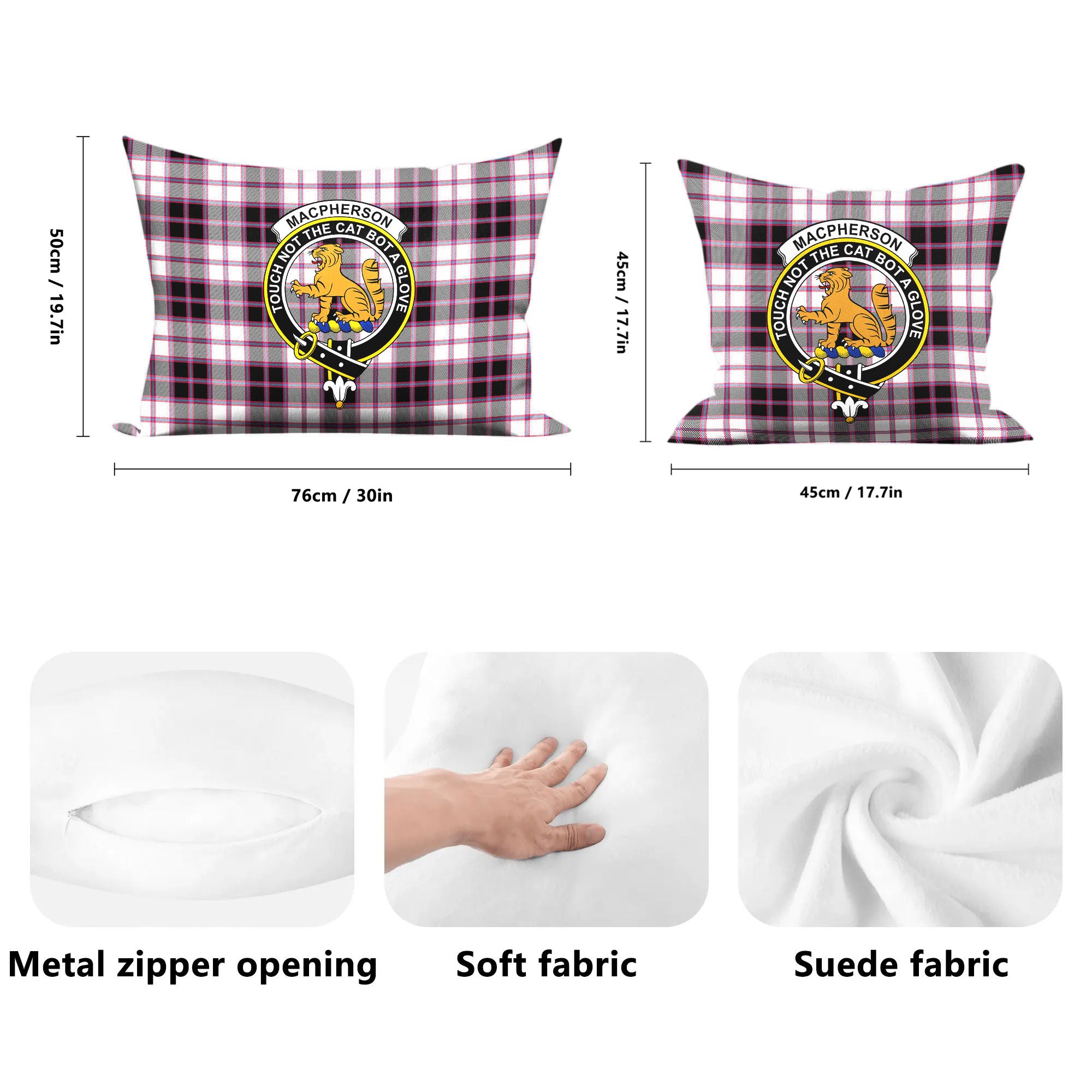 MacPherson Hunting Modern Tartan Crest Pillow Cover