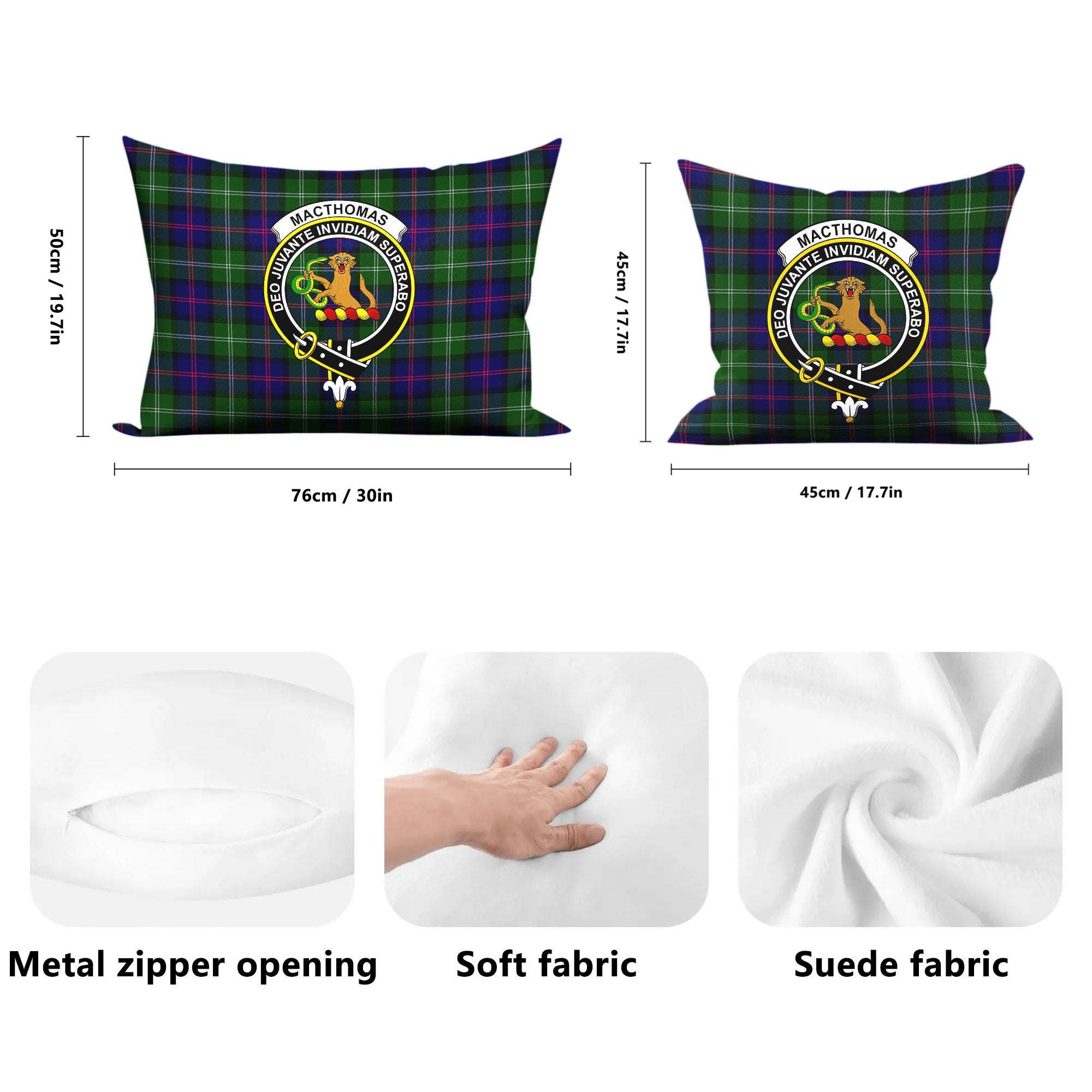 MacThomas Modern Tartan Crest Pillow Cover