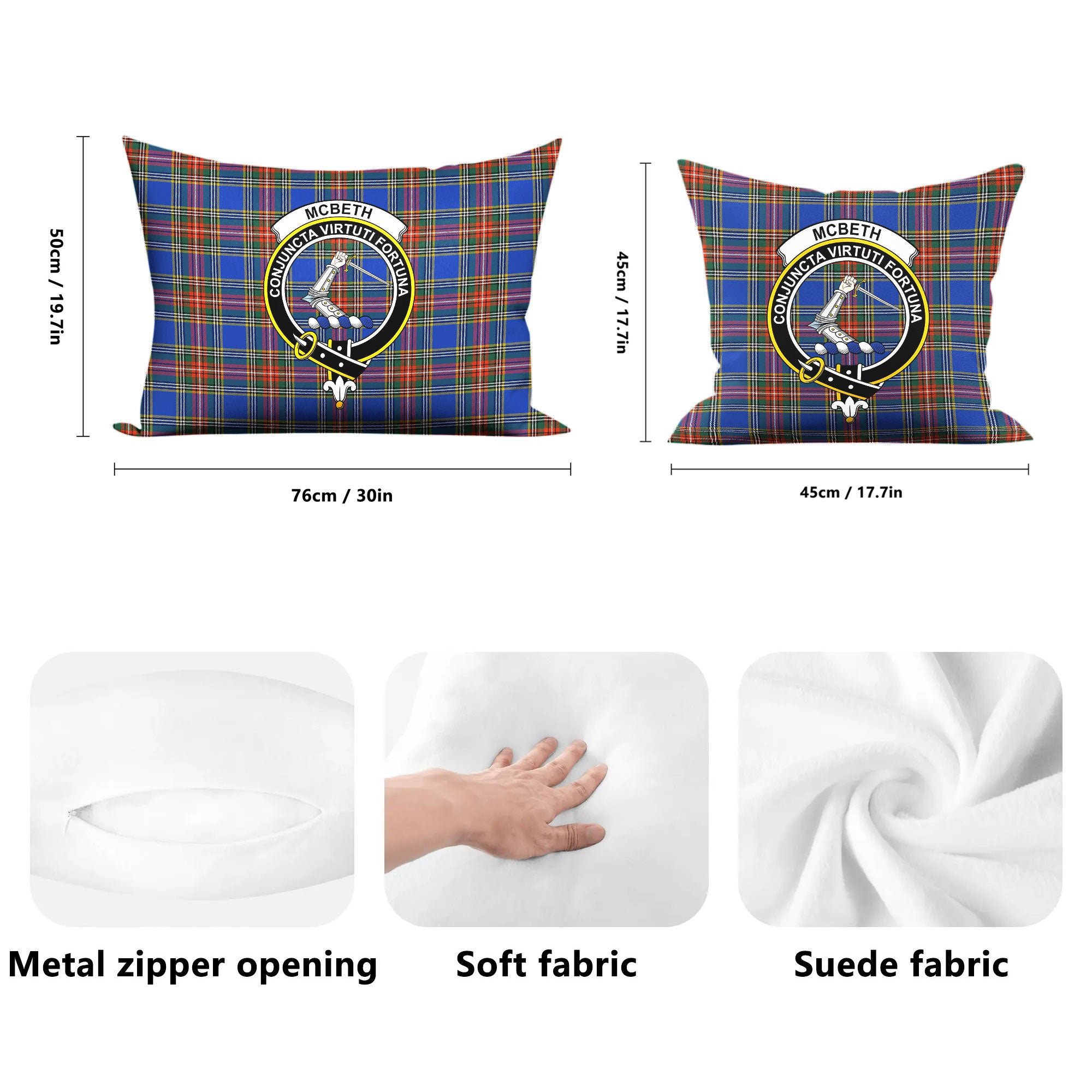 McBeth Ancient Tartan Crest Pillow Cover