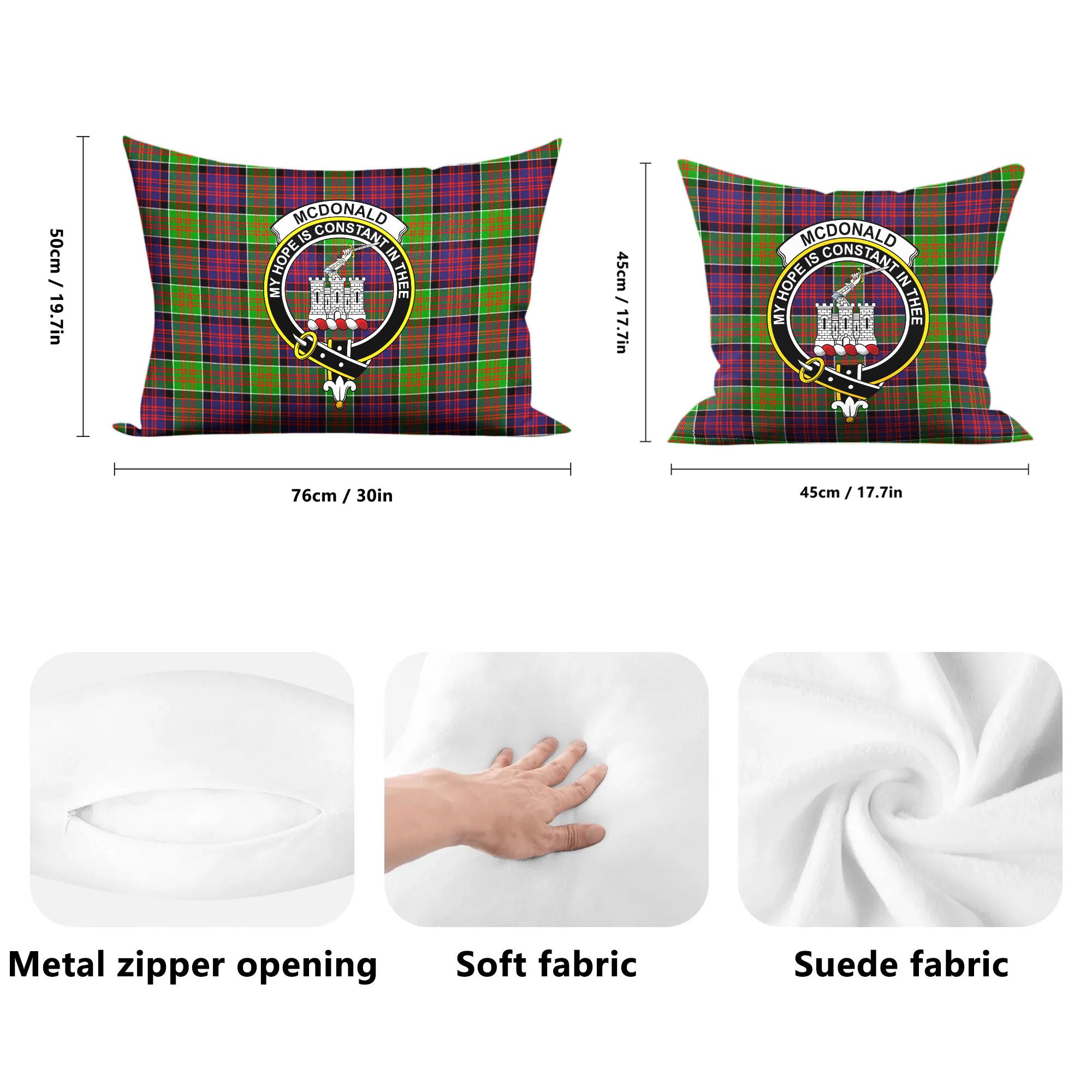 McDonald (Clan Ranald) Tartan Crest Pillow Cover