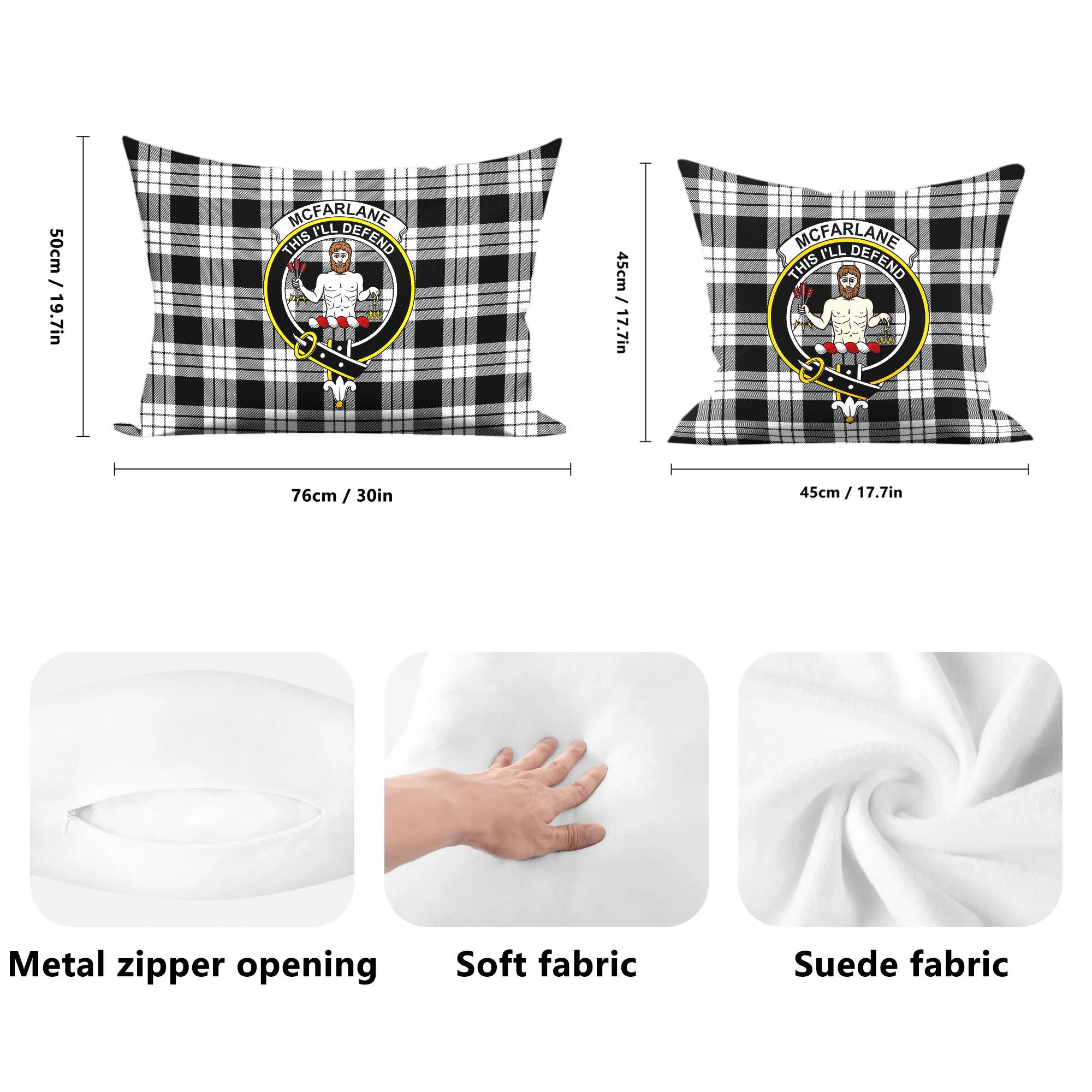 McFarlane Black - White Tartan Crest Pillow Cover