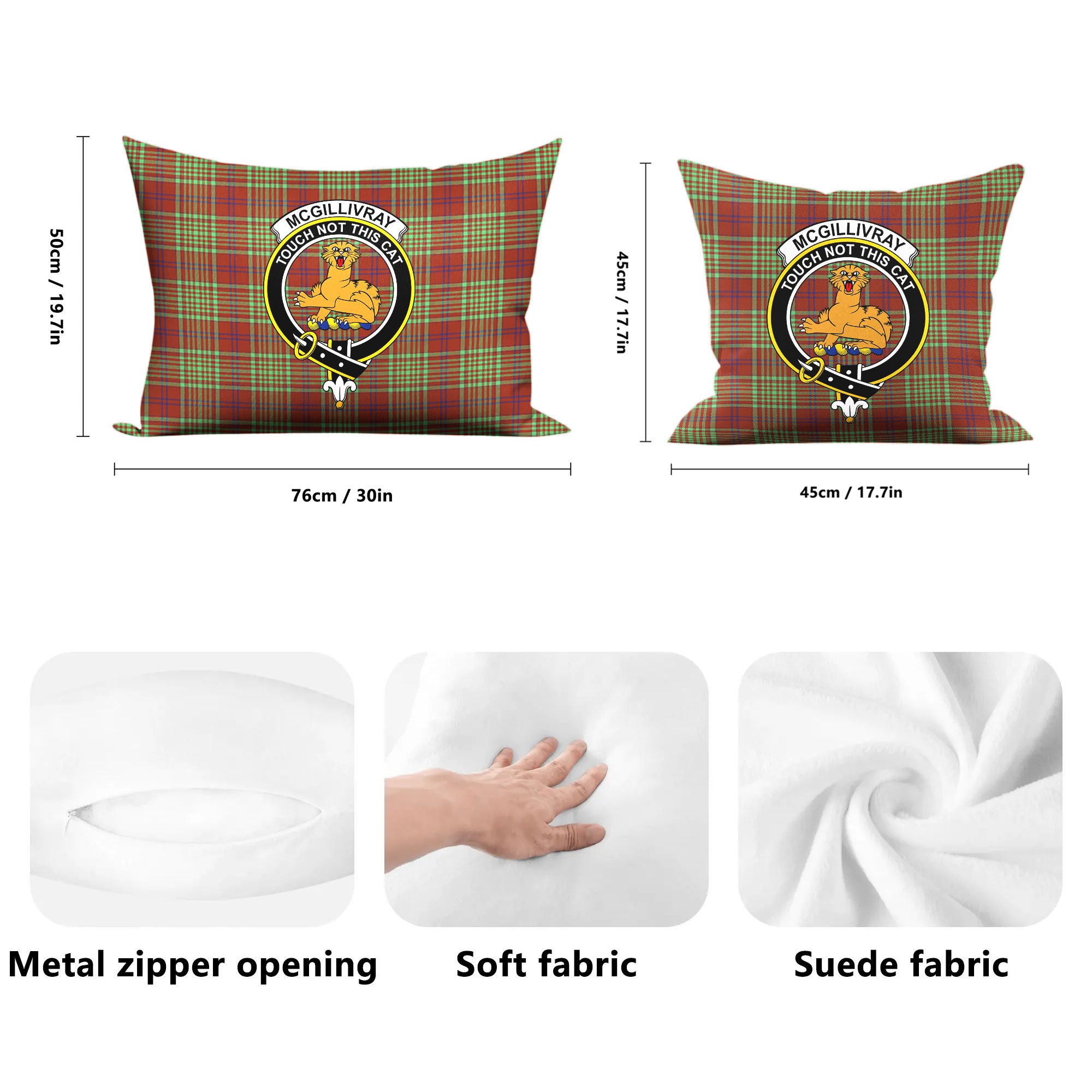 McGillivray Hunting Ancient Tartan Crest Pillow Cover