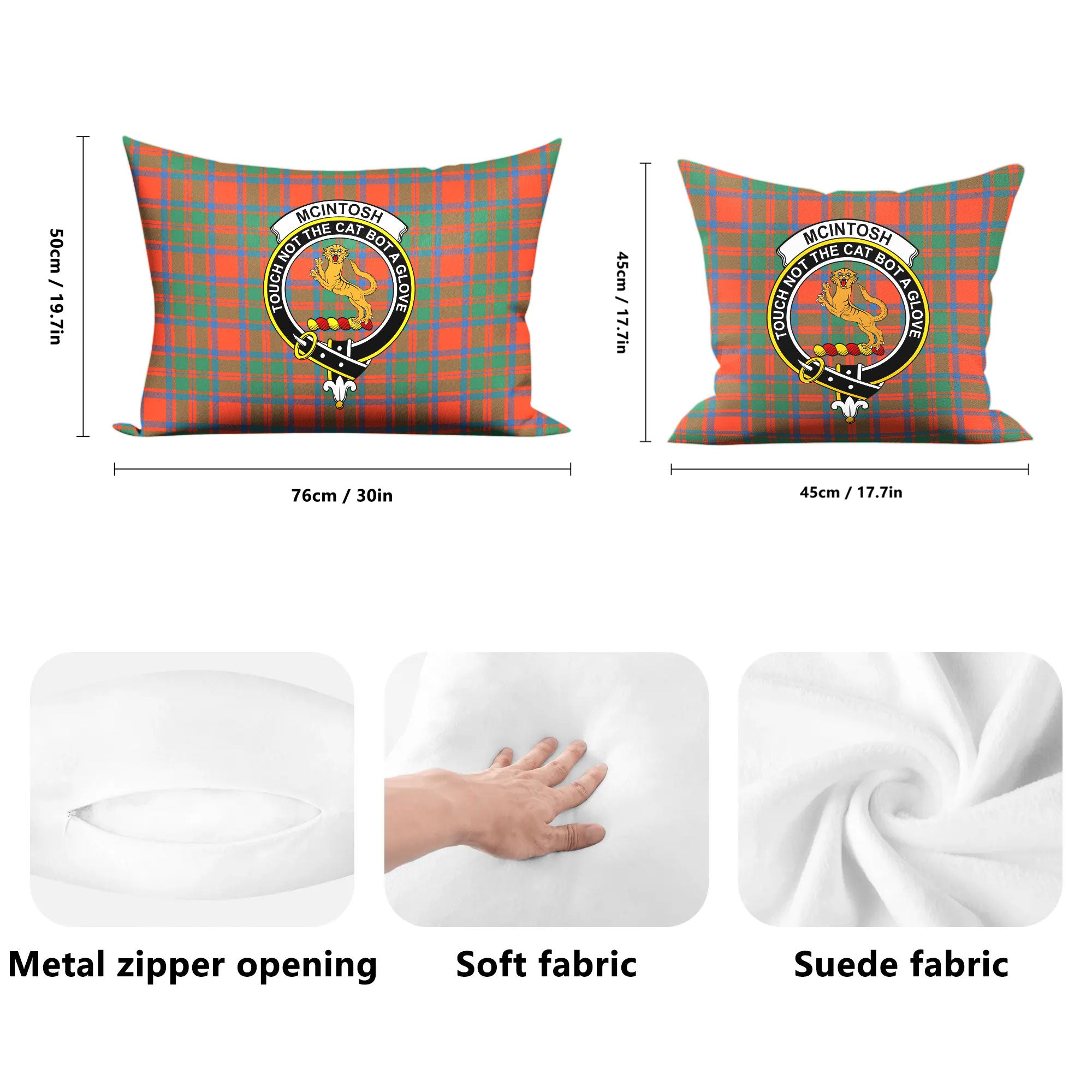 McIntosh Ancient Tartan Crest Pillow Cover