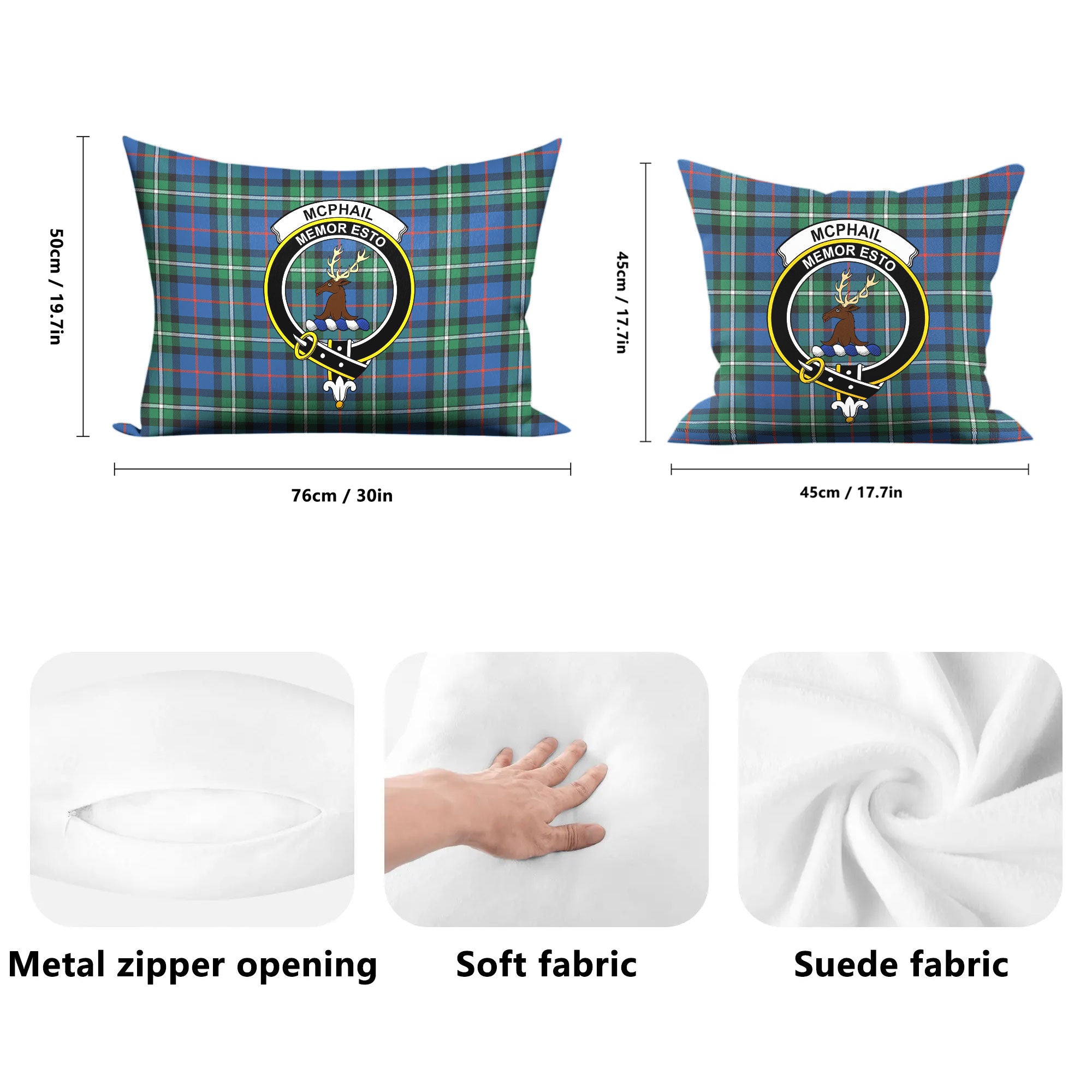 McPhail Hunting Ancient Tartan Crest Pillow Cover