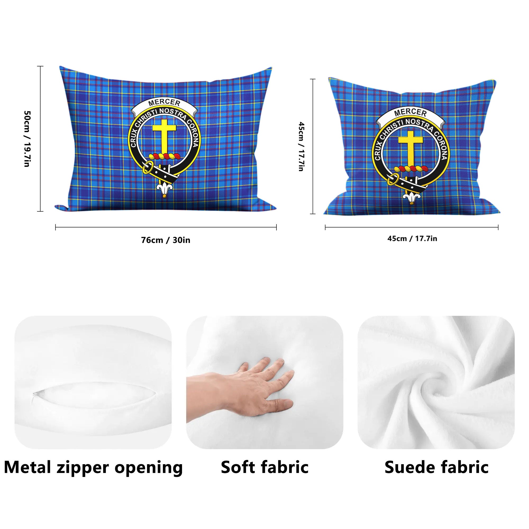 Mercer Modern Tartan Crest Pillow Cover