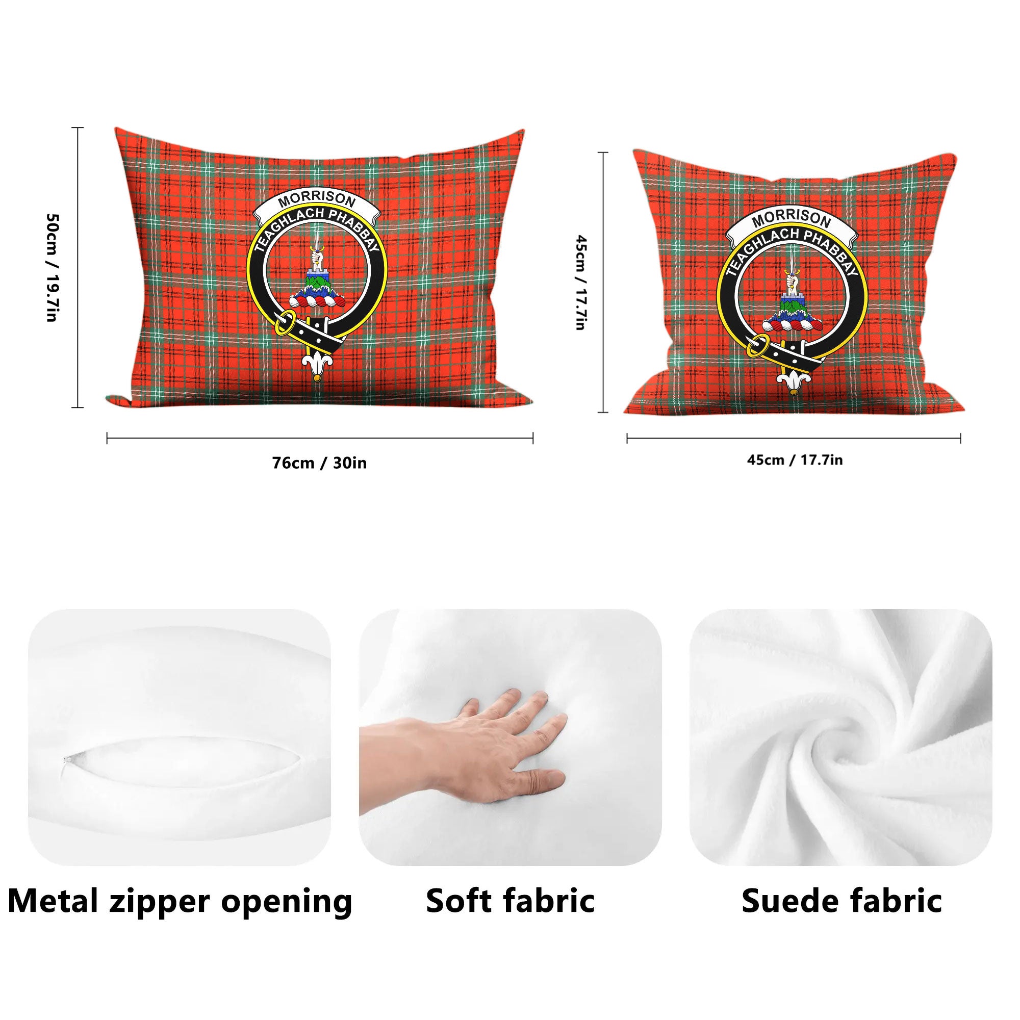 Morrison Red Ancient Tartan Crest Pillow Cover