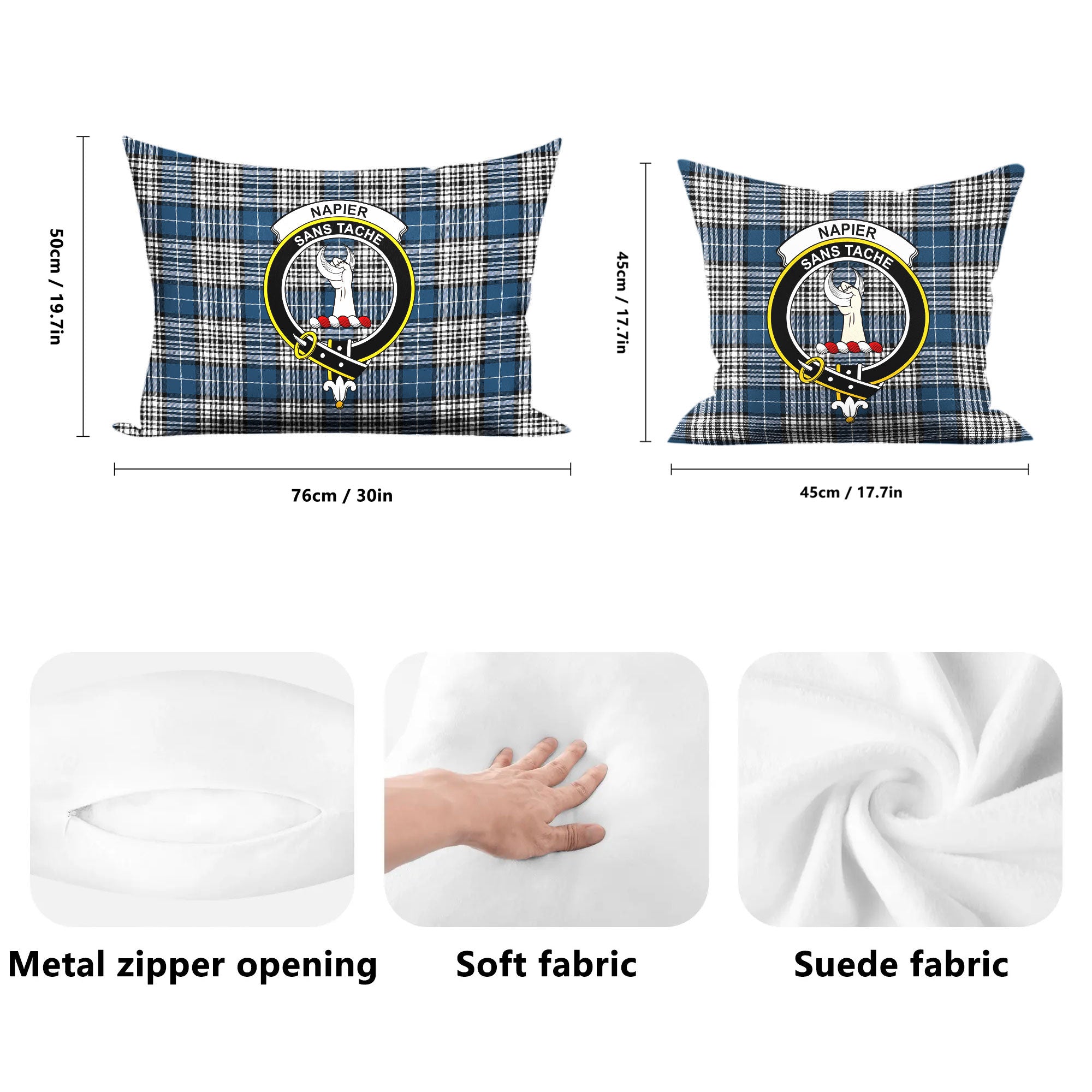 Napier Modern Tartan Crest Pillow Cover