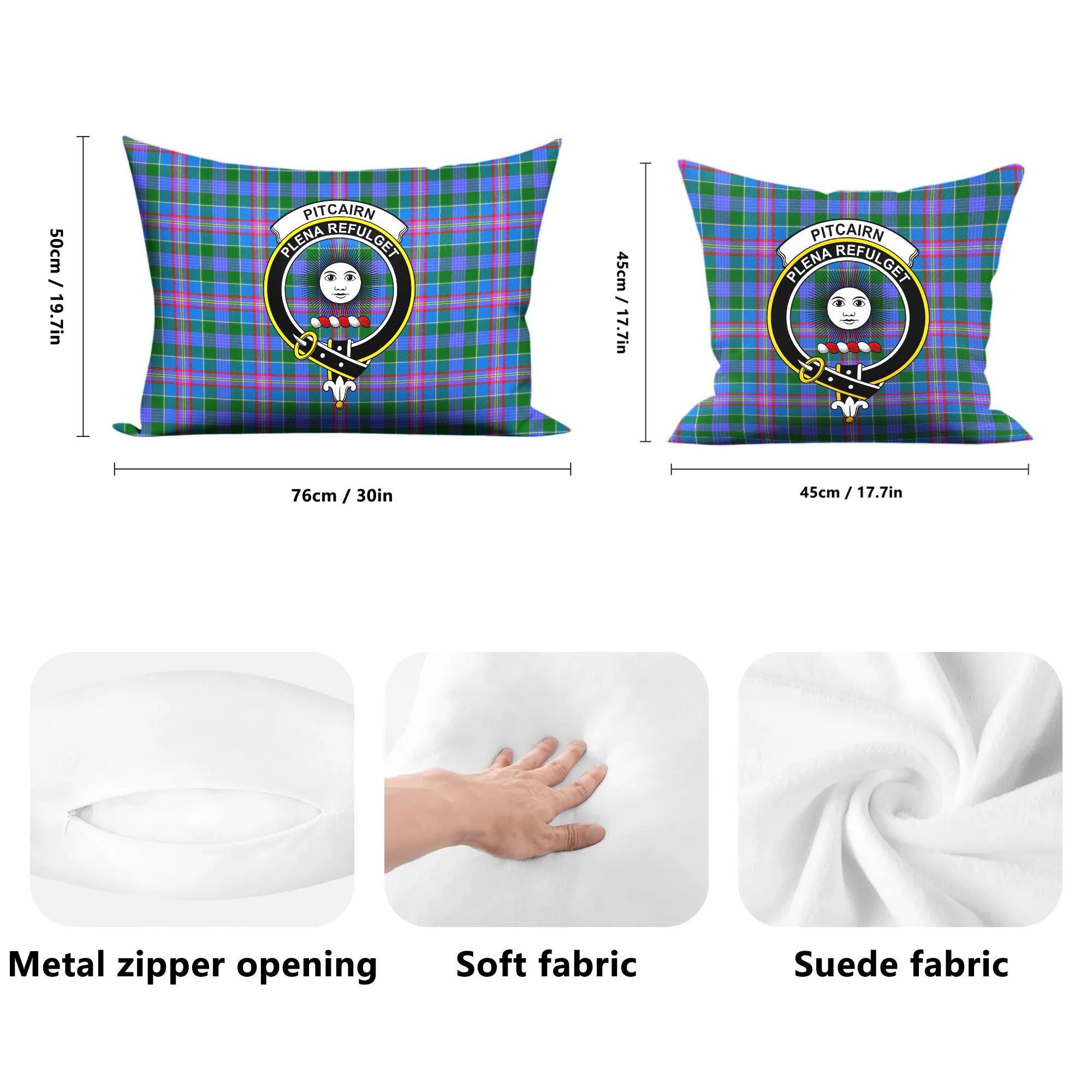 Pitcairn Hunting Tartan Crest Pillow Cover