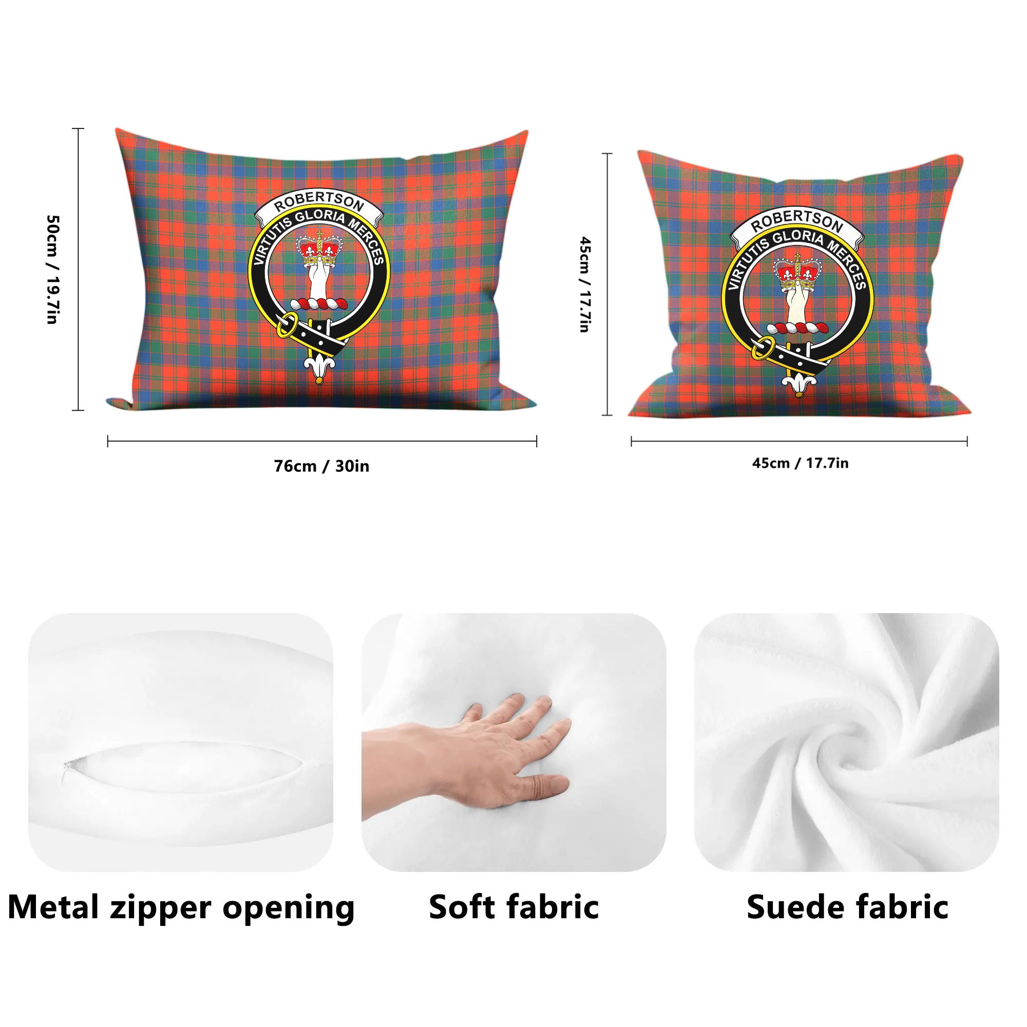 Robertson Ancient Tartan Crest Pillow Cover