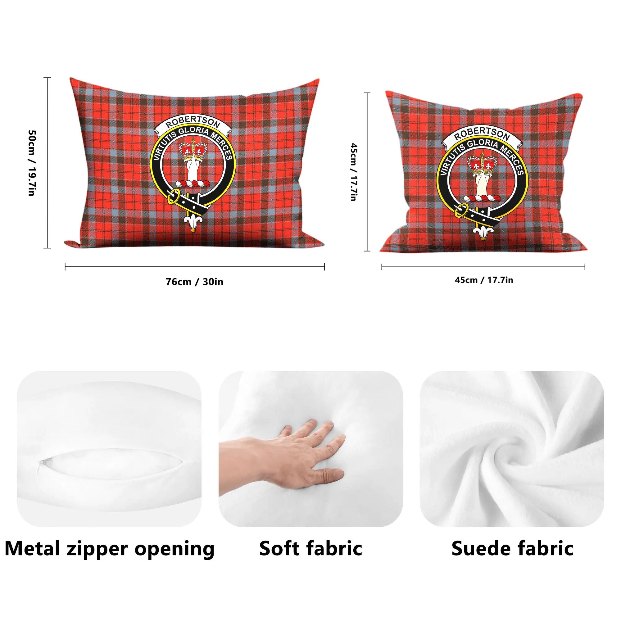 Robertson Weathered Tartan Crest Pillow Cover