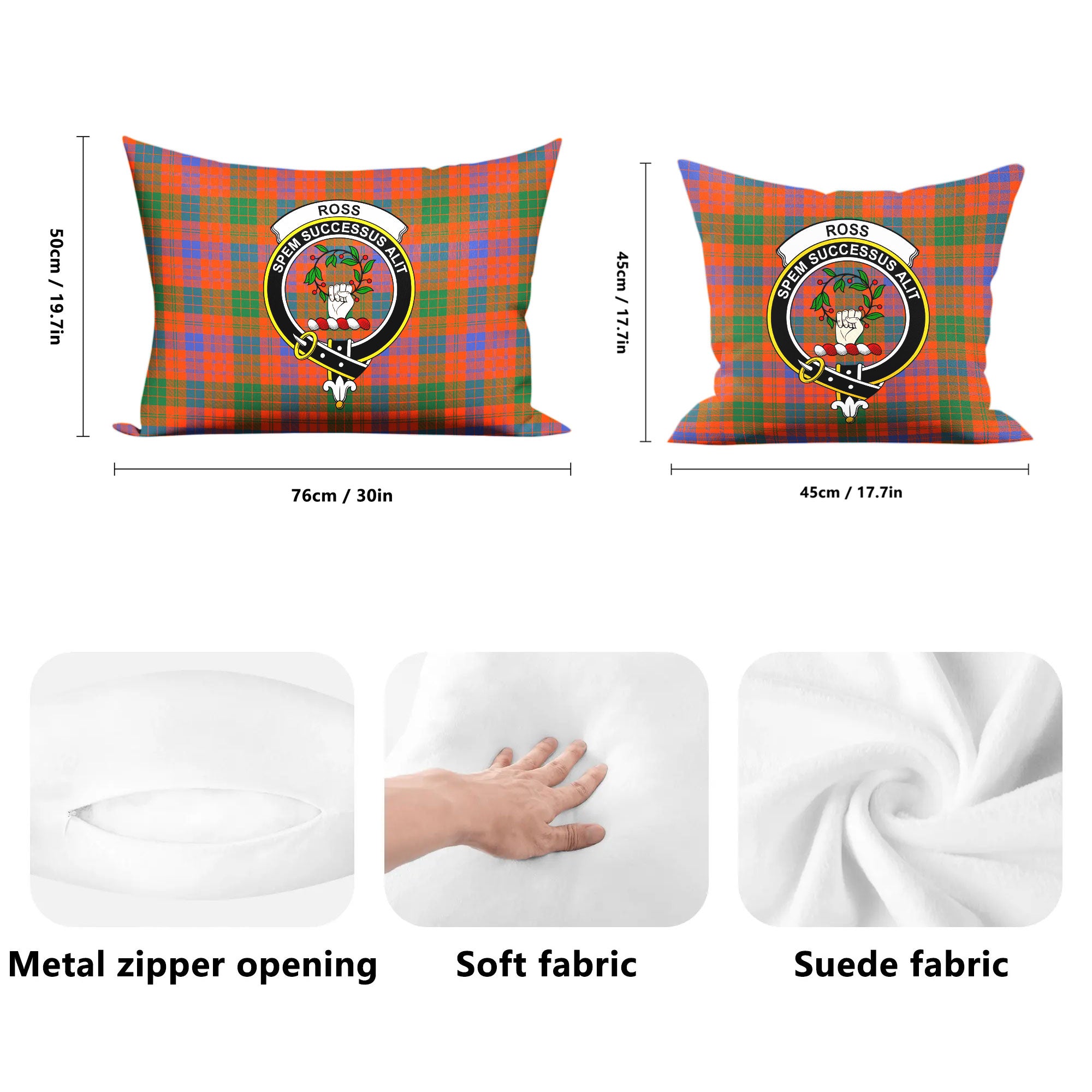 Ross Ancient Tartan Crest Pillow Cover