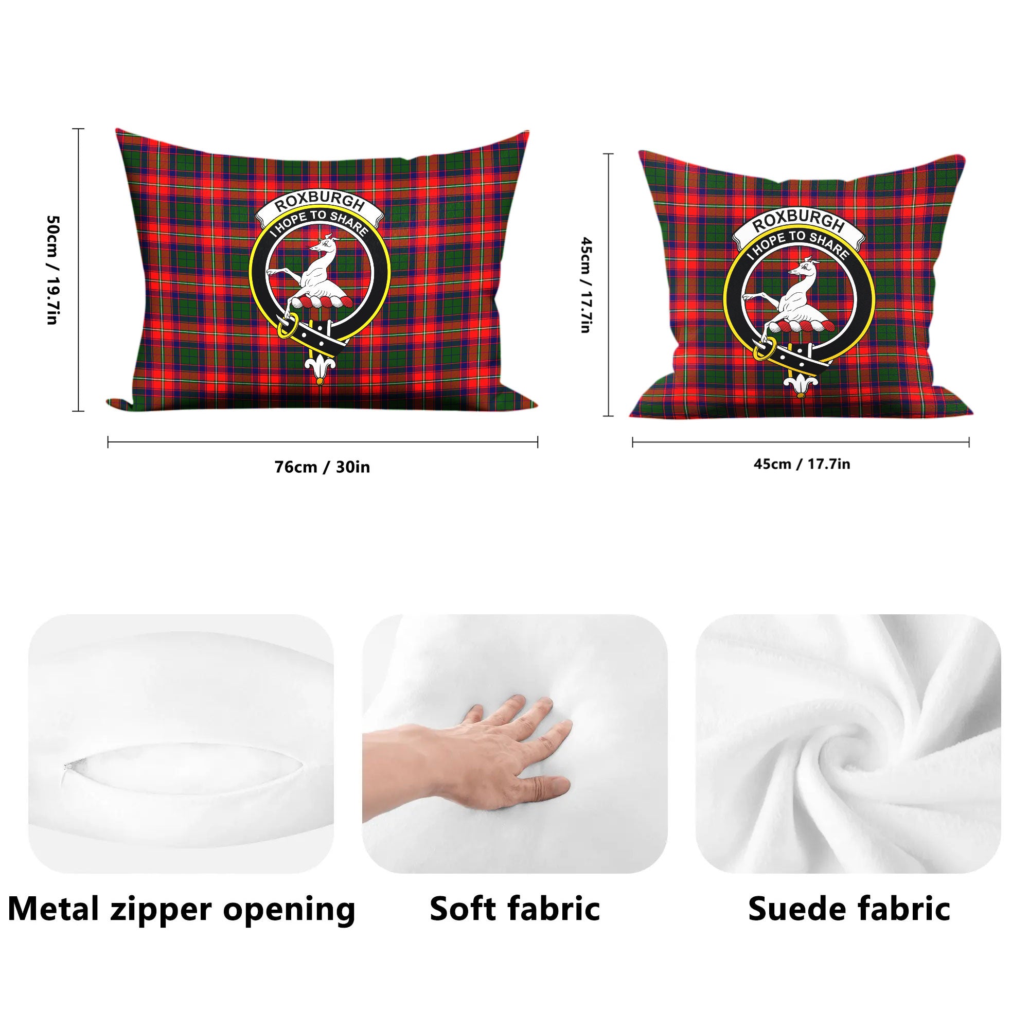 Roxburgh District Tartan Crest Pillow Cover