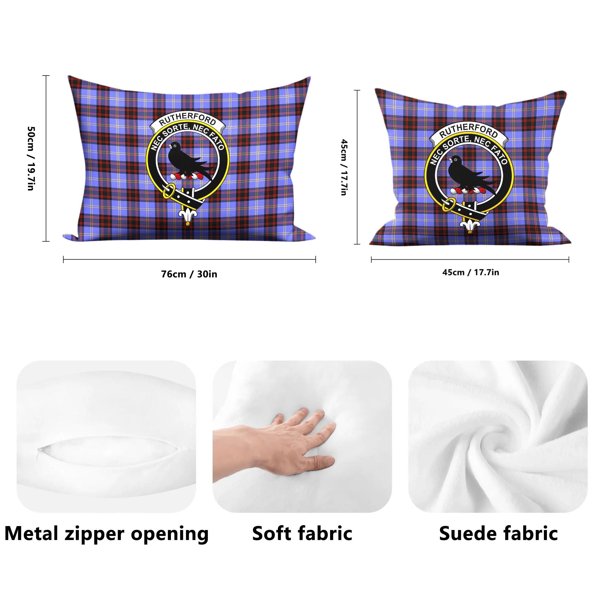 Rutherford Tartan Crest Pillow Cover