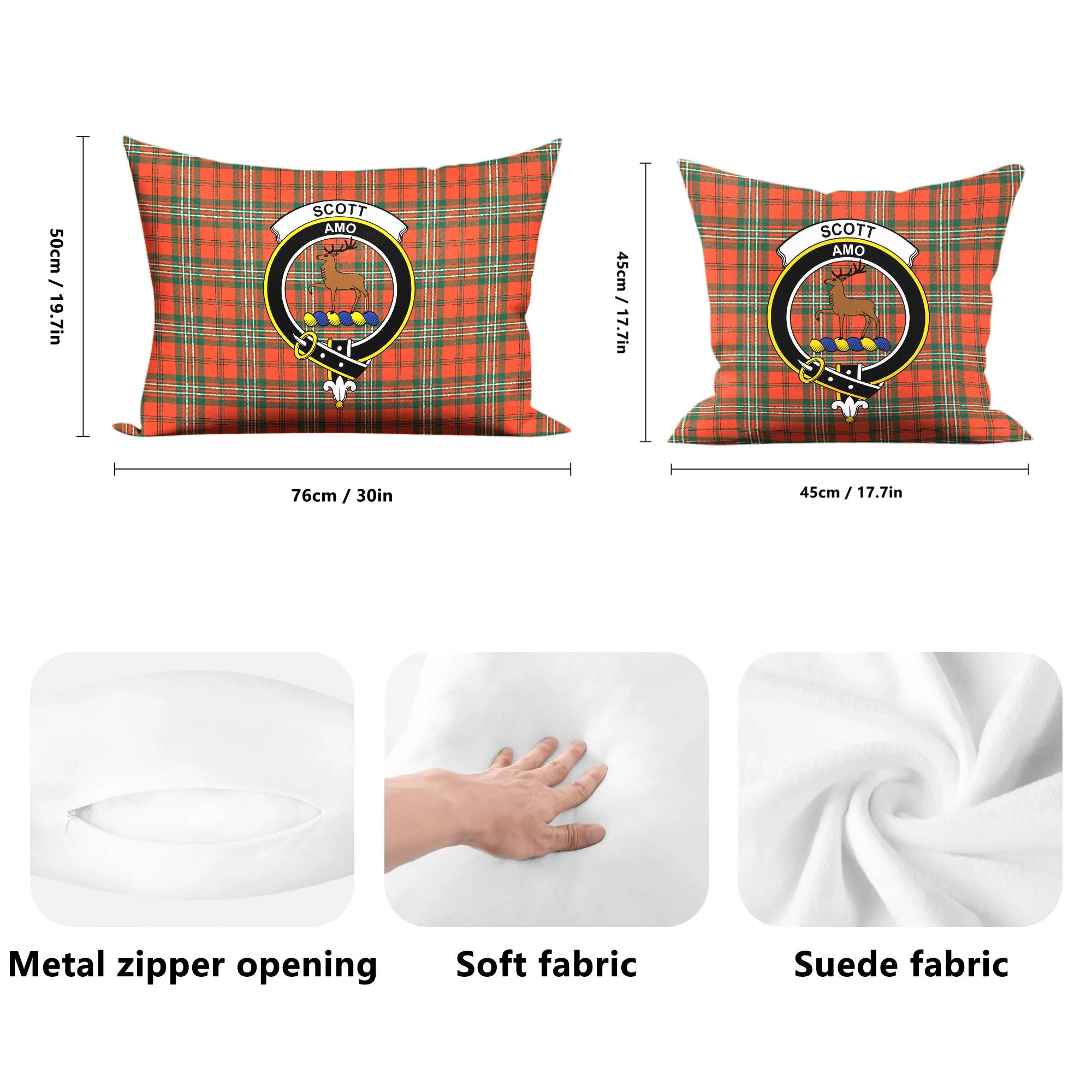 Scott Ancient Tartan Crest Pillow Cover