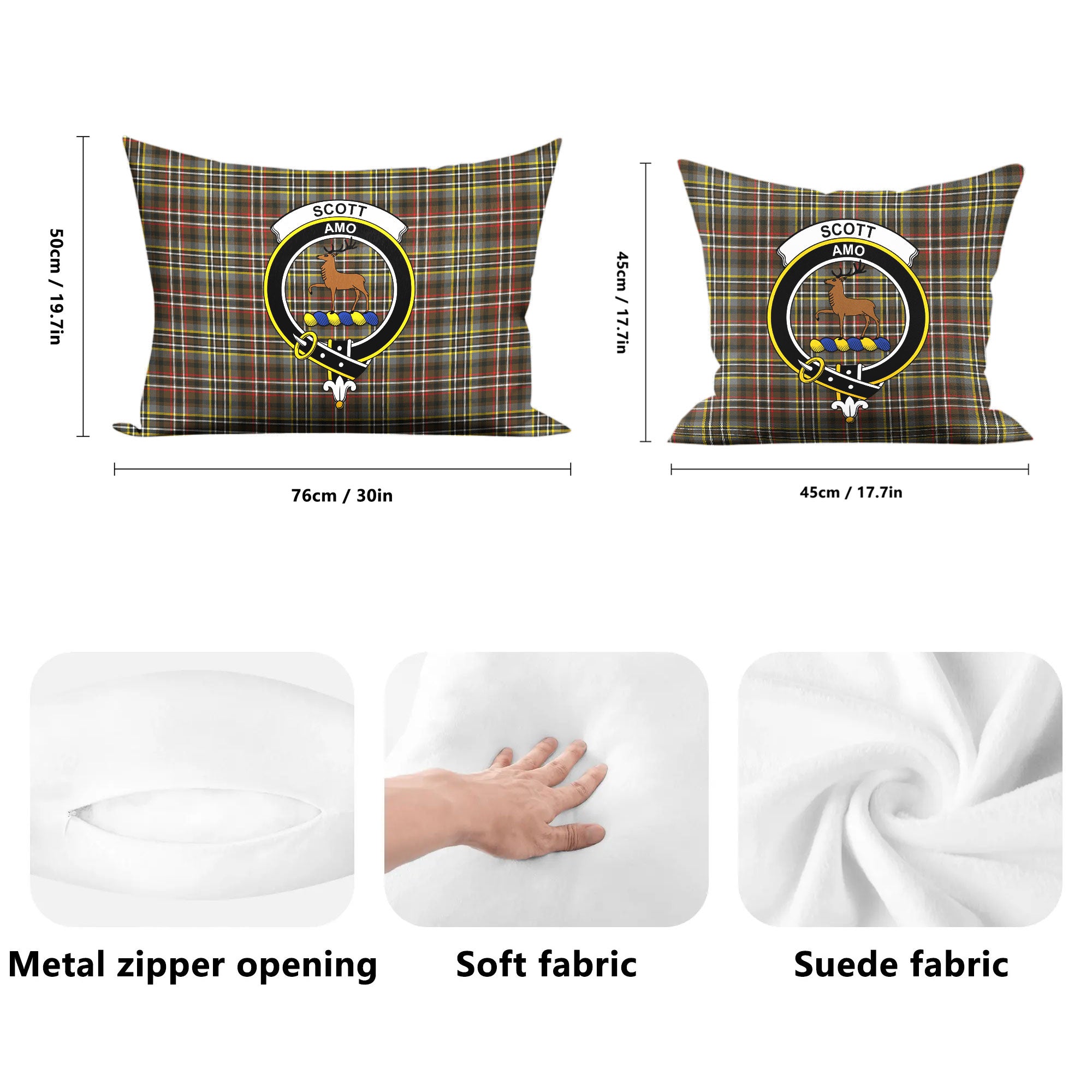 Scott Green Weathered Tartan Crest Pillow Cover